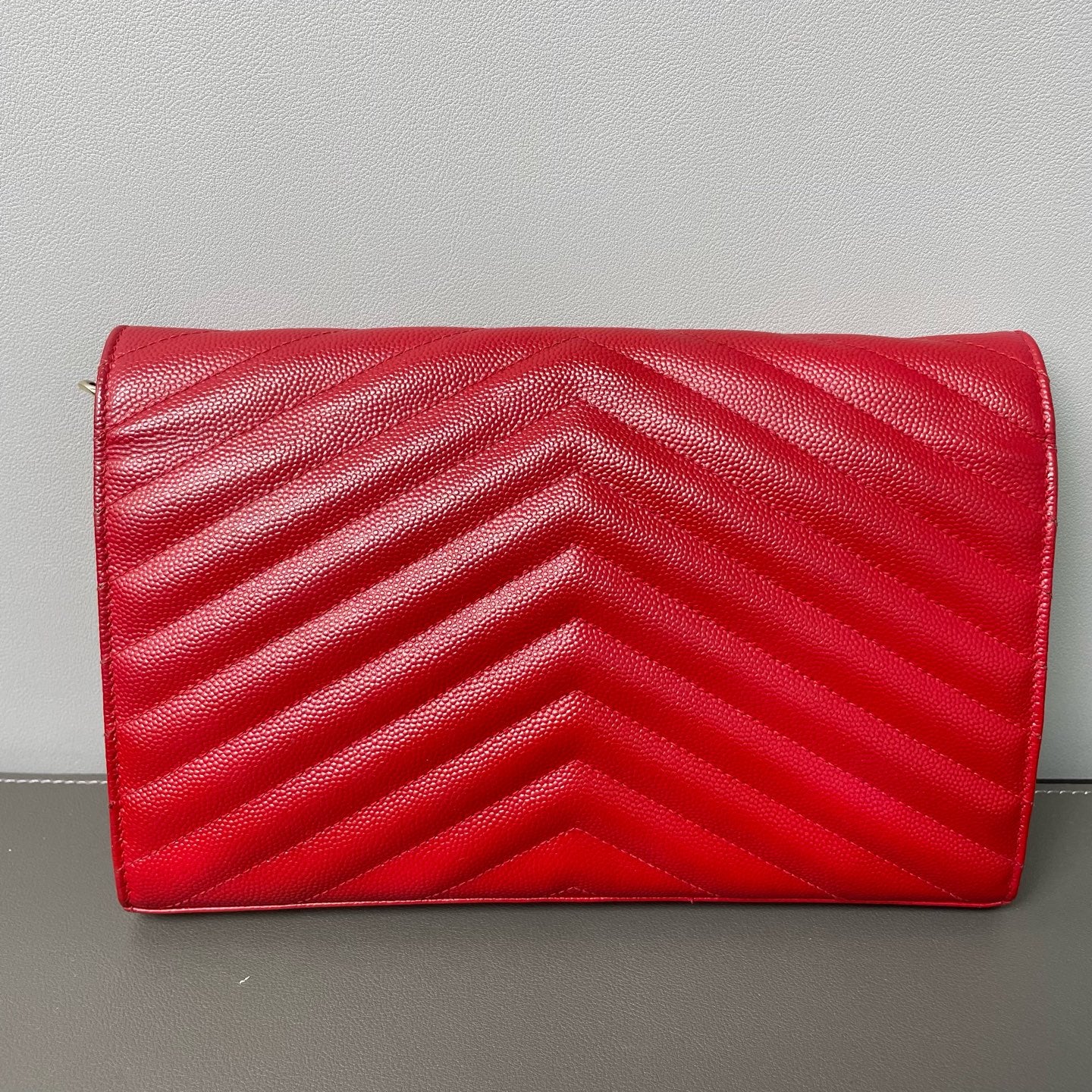 Saint Laurent - Monogram Chain Wallet - Leather - Red - (mini)