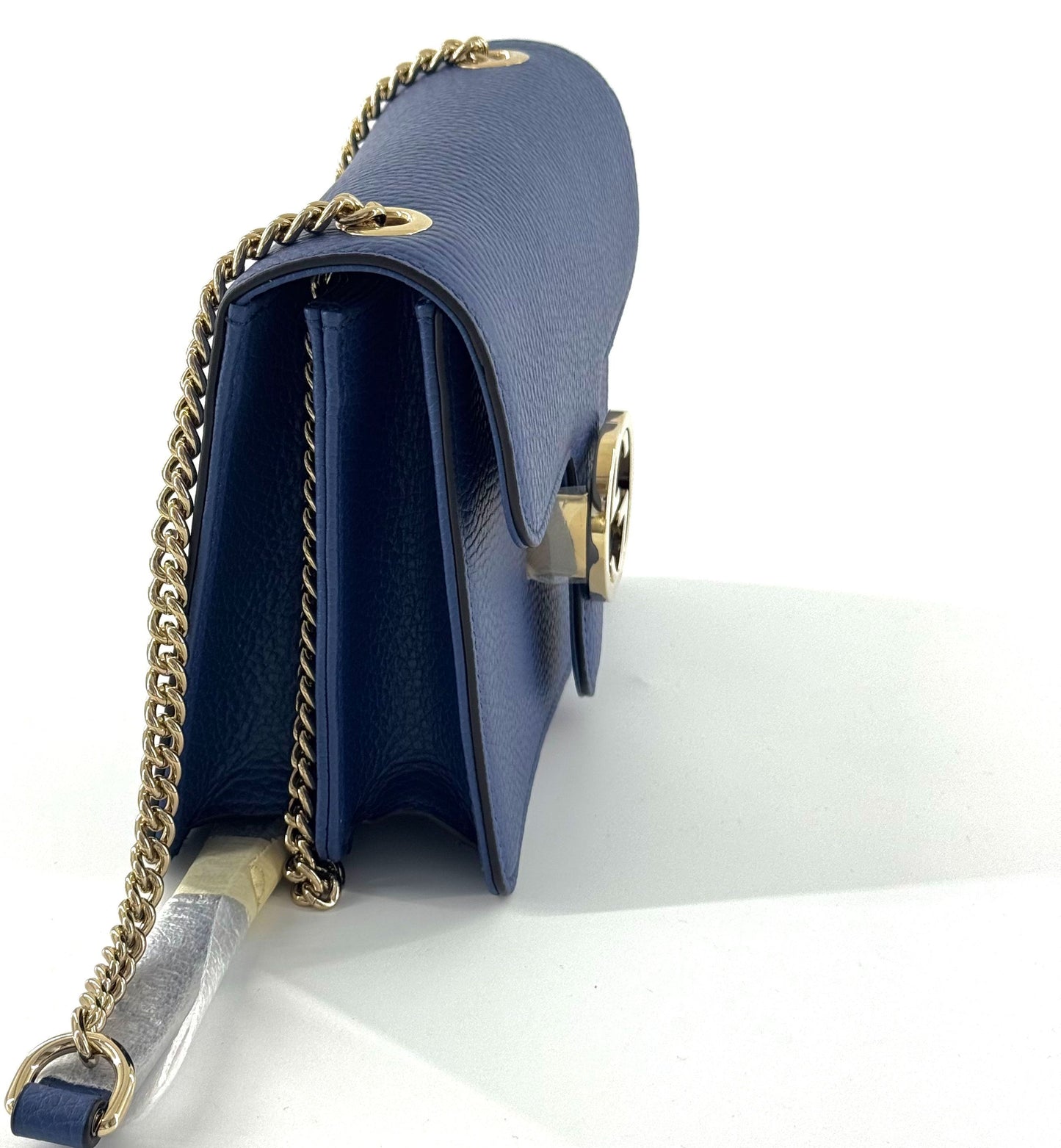 Gucci - Interlocking G Accordion Chain Bag - Grained leather - Blue - (mini)