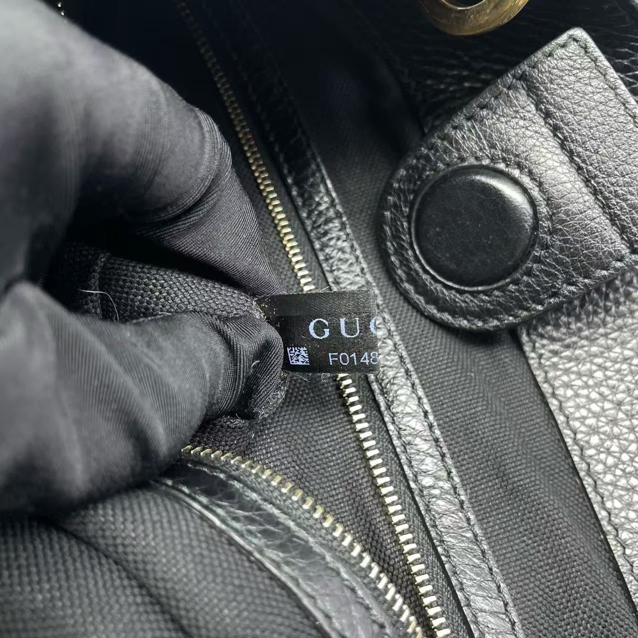 Gucci - Bamboo Handle Tote - Grained leather - Black - (Medium)