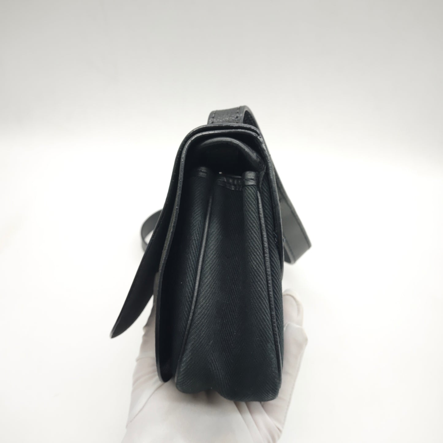 Hermès - Colorado Saddle Bag - Black canvas combined with Togo leather and suede - Black - (mini)