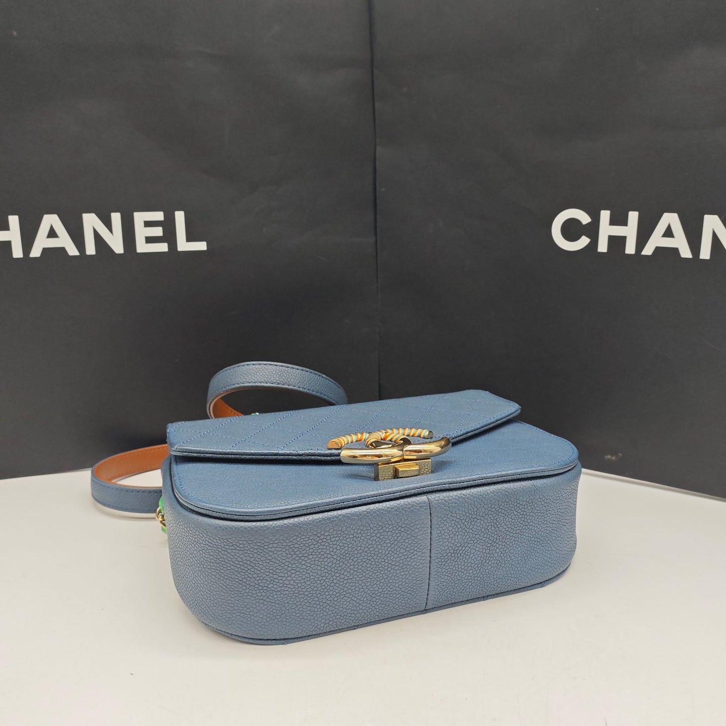 Chanel - Cuba Messenger Bag - Caviar leather - Blue - (Small)