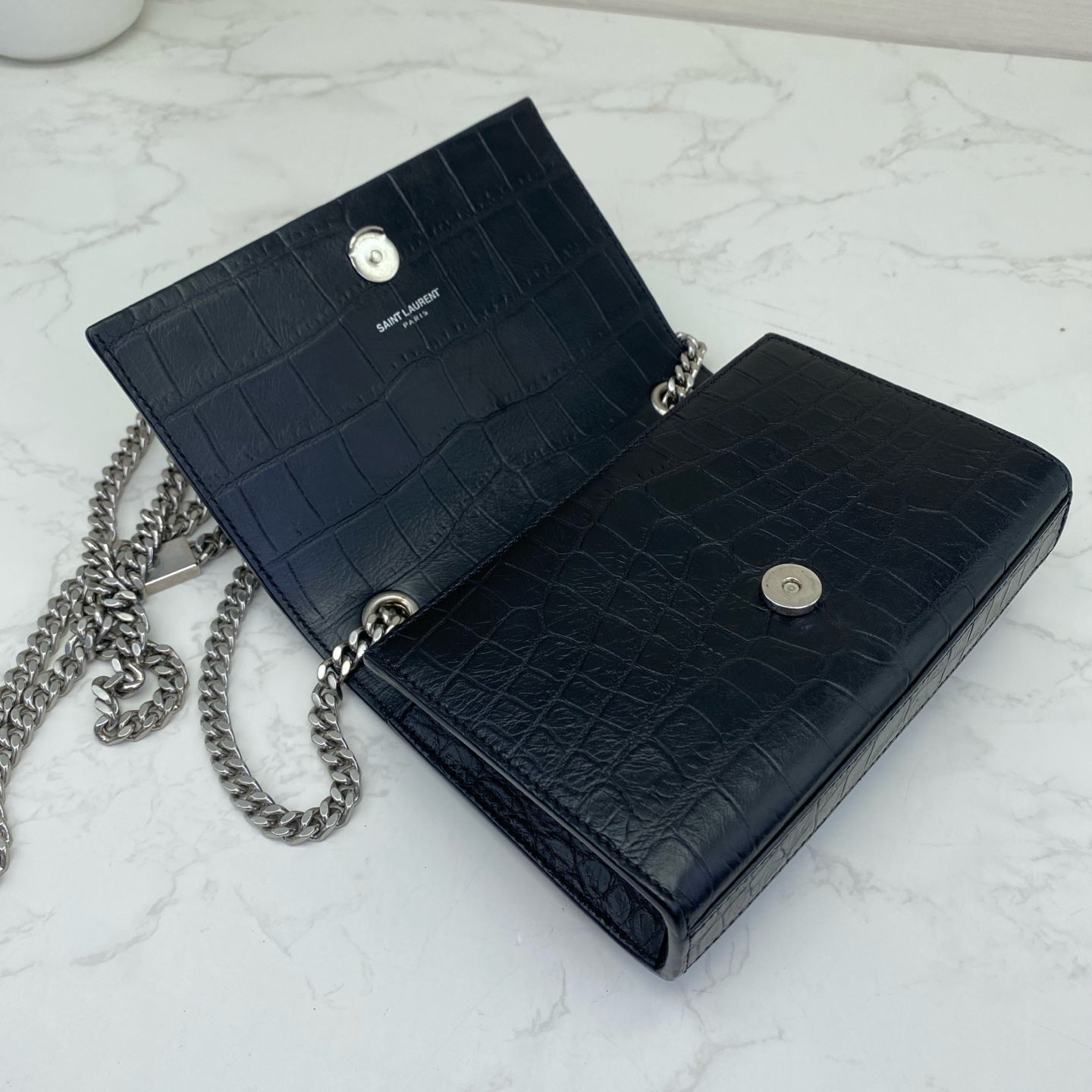 Saint Laurent - Kate Tassel - Crocodile-embossed leather - Black - (Small)