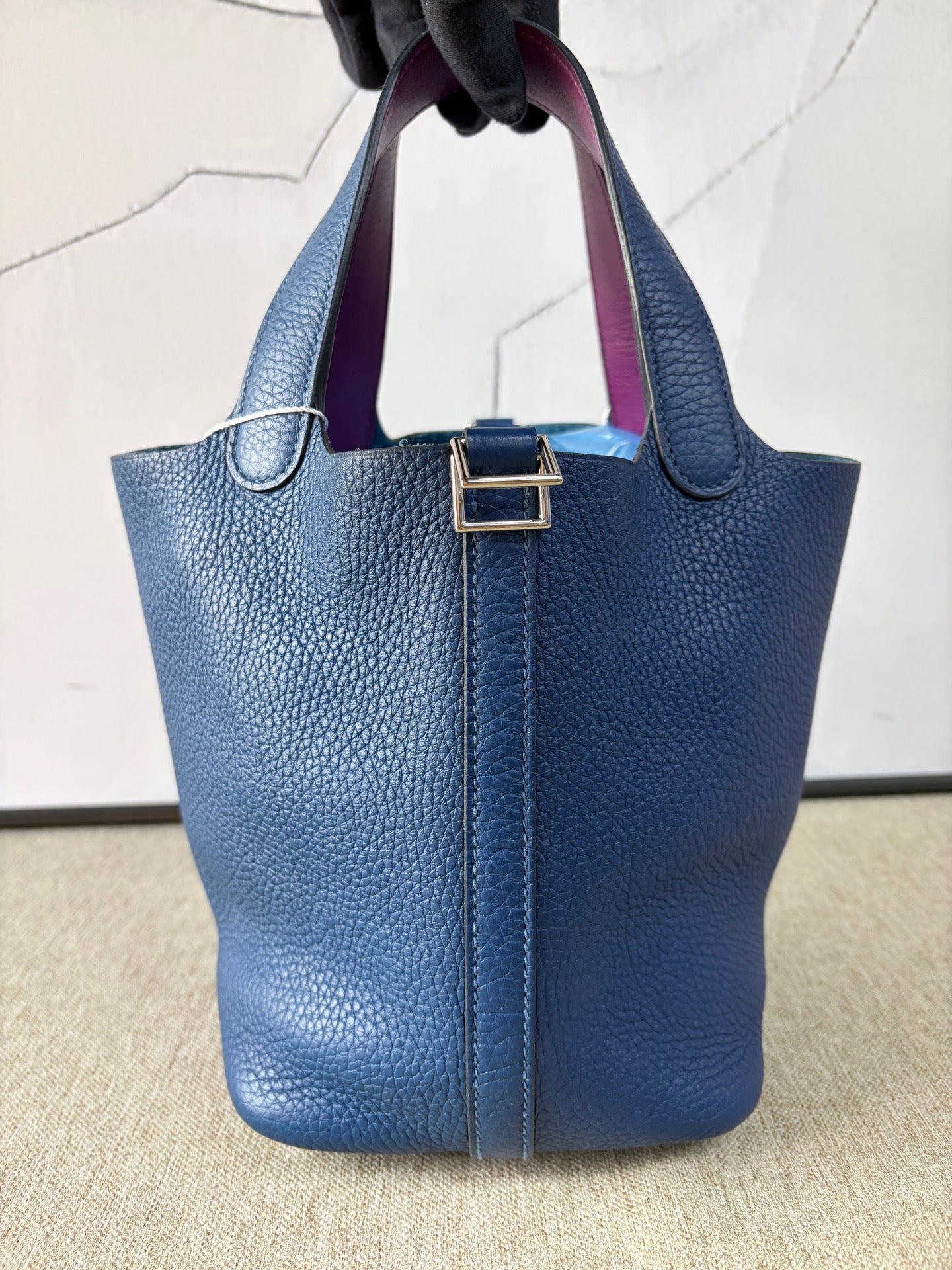 Hermès - Picotin Lock 18 - Taurillon Clemence leather - Deep Blue with Anemone Purple accents - (mini)