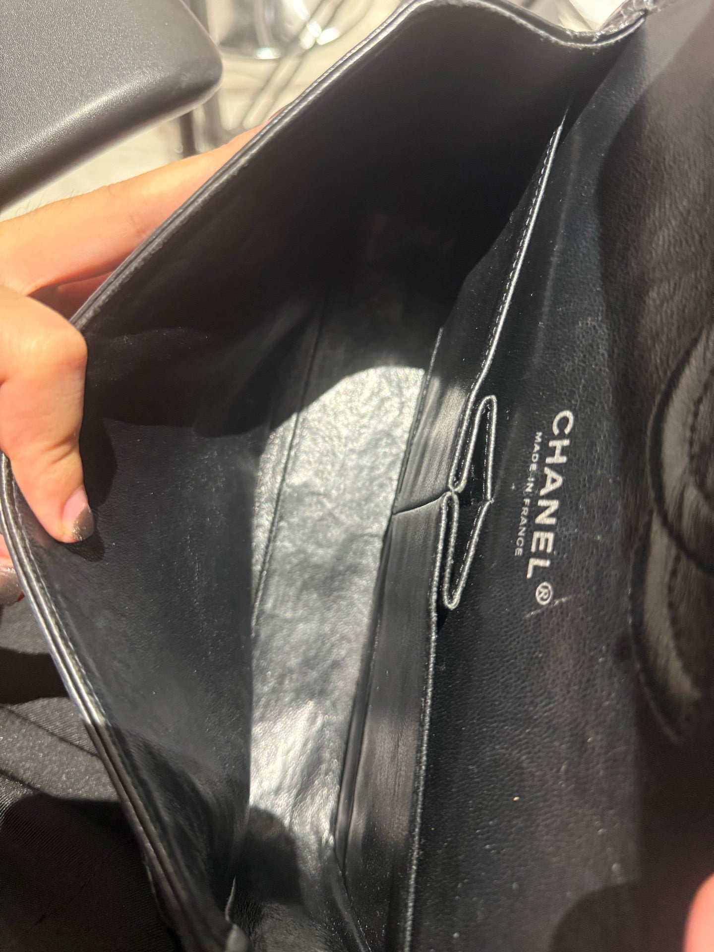 Chanel - Classic Flap Medium Double Flap Bag - Patent leather - Black - (Medium)