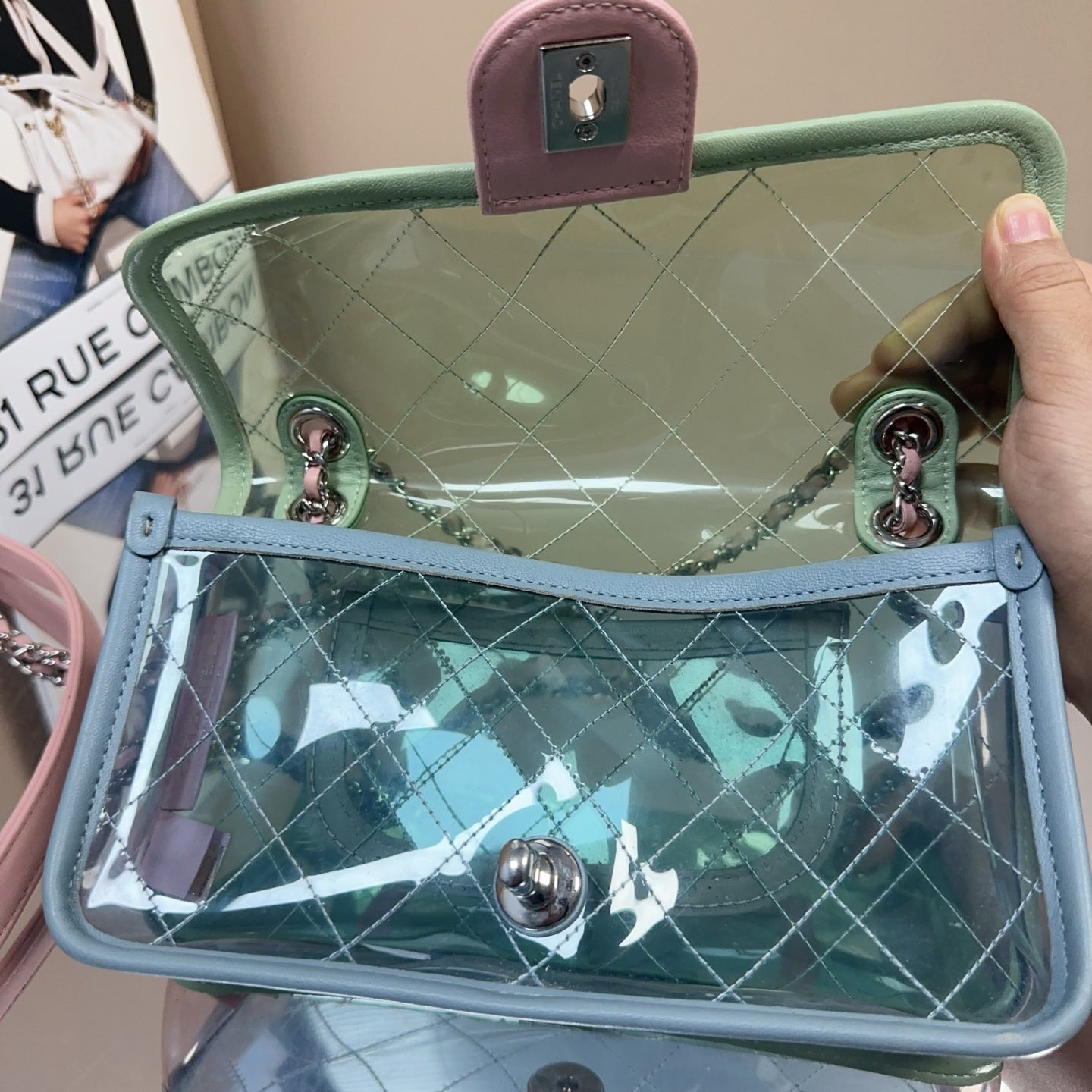 Chanel - Classic Flap PVC Chain Bag - PVC with leather trim - Multicolour - (mini)