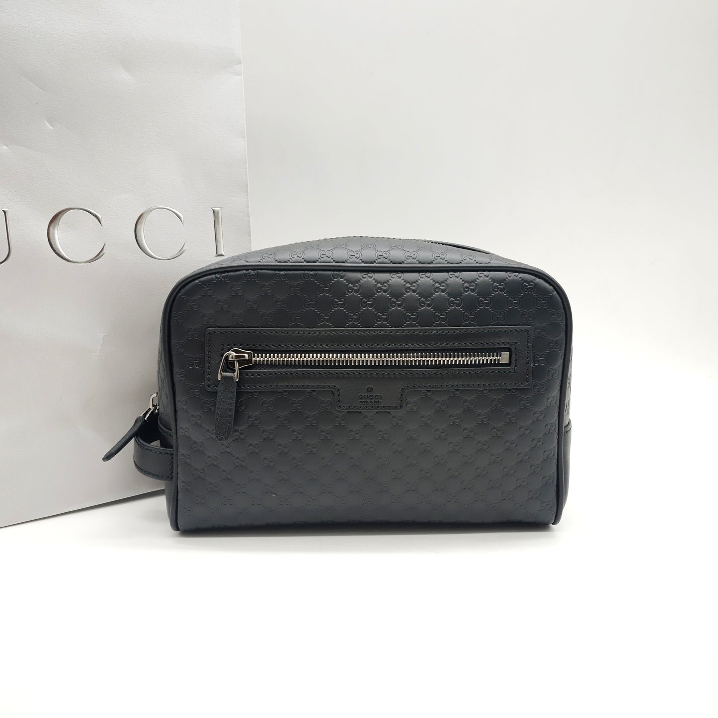 Gucci - Microguccissima Toiletry Pouch - Embossed cowhide leather - Black - (medium)
