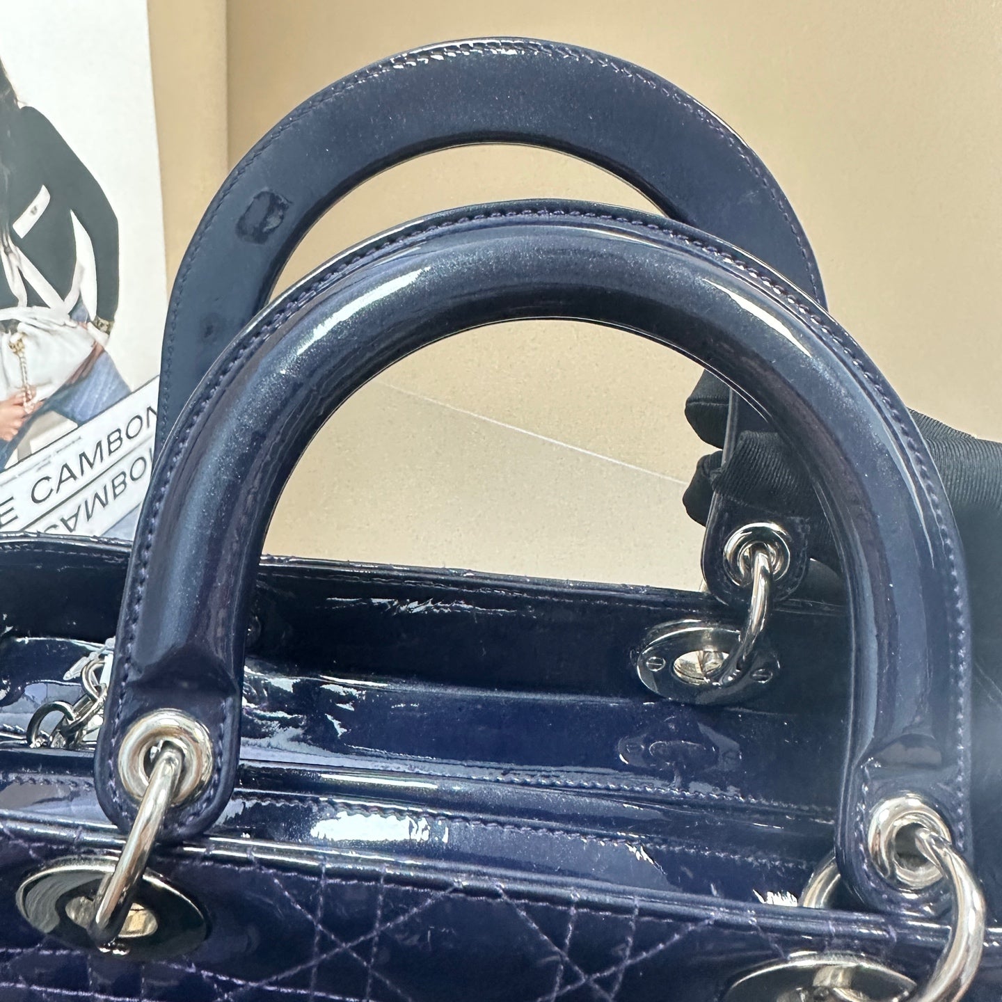 Dior - Lady Dior - Patent leather - Navy - (medium)