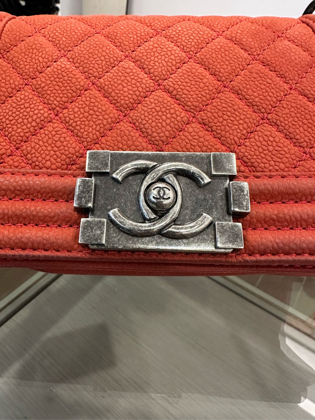 Chanel - Le Boy Small - Grained calfskin leather - Red - (small)