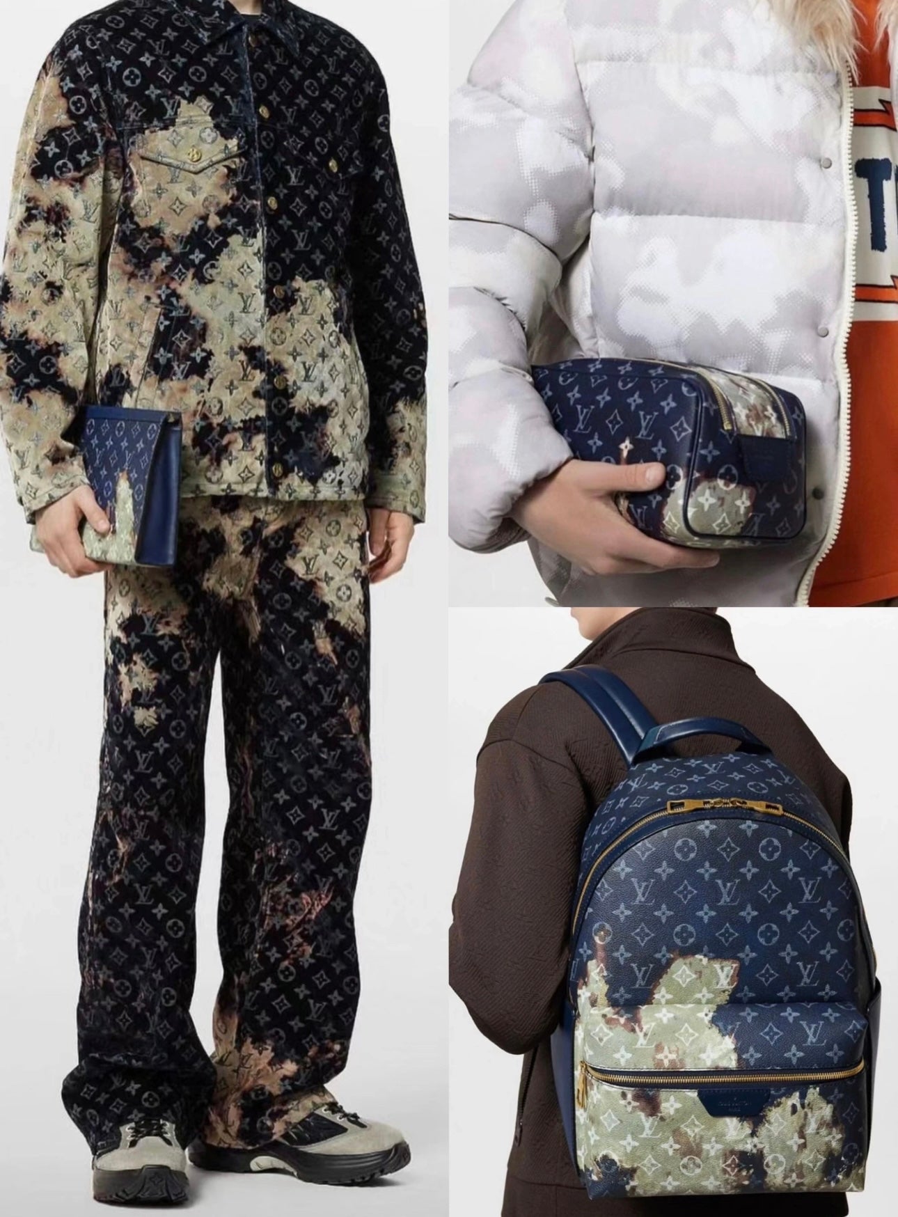 Louis Vuitton - Bonfire Series Pouch M82825 - Monogram coated canvas with leather trim - Navy - (Small)