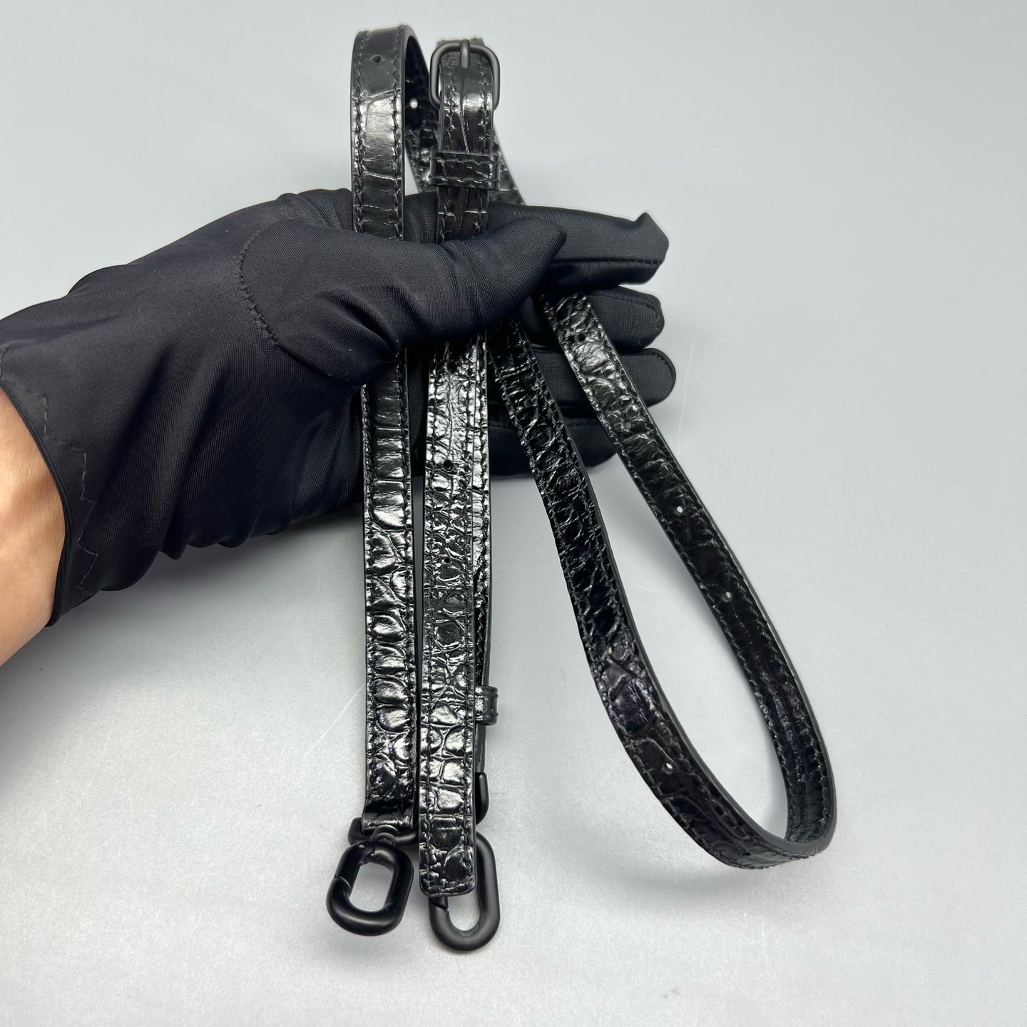 Balenciaga - Hourglass Bag - Crocodile-embossed calfskin leather - Black - (mini)