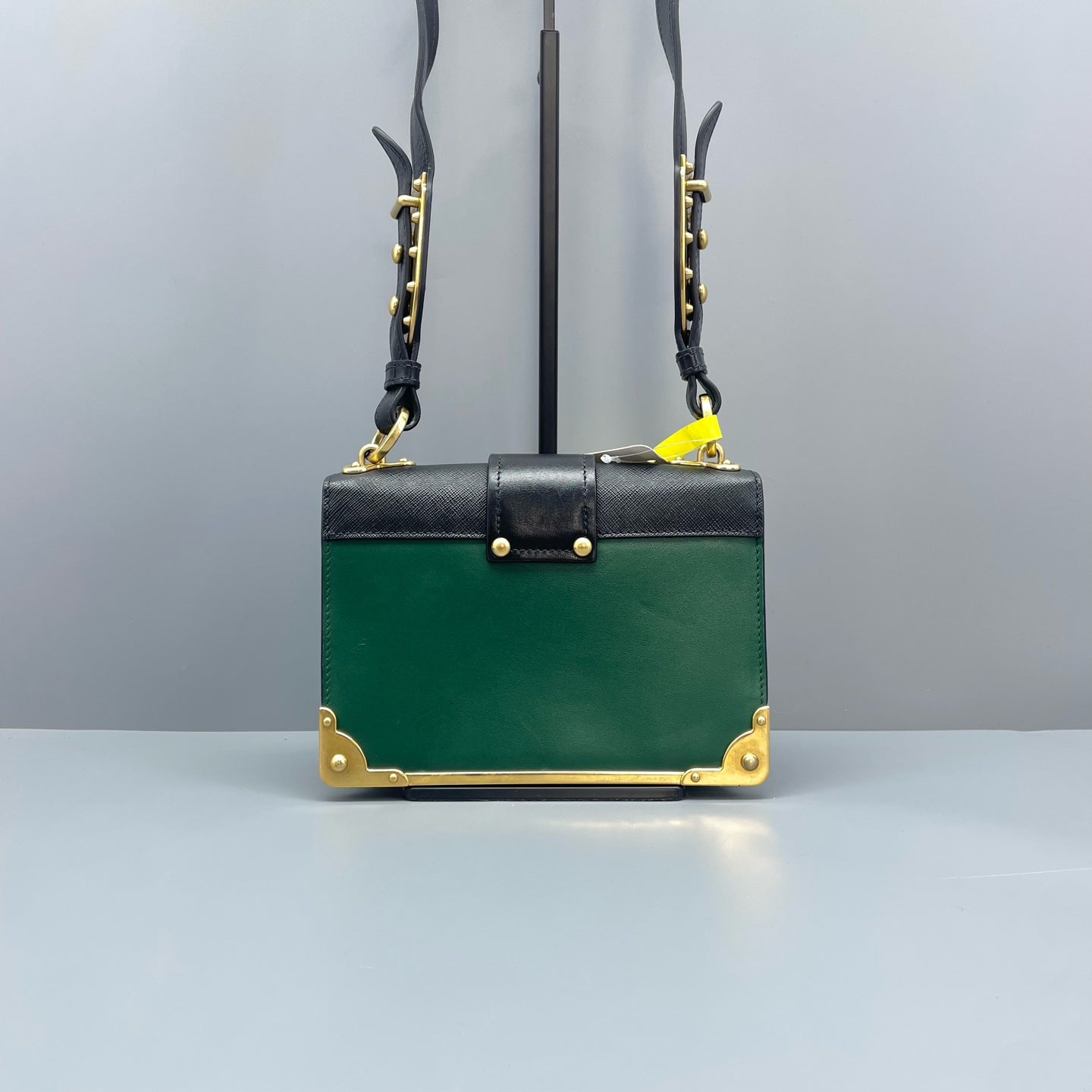 Prada - Cahier - Smooth calfskin leather with Saffiano leather accents - Green with Black accents - (mini)