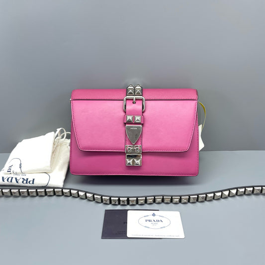 Prada - Elektra Studded Bag - Leather - Pink - (small)
