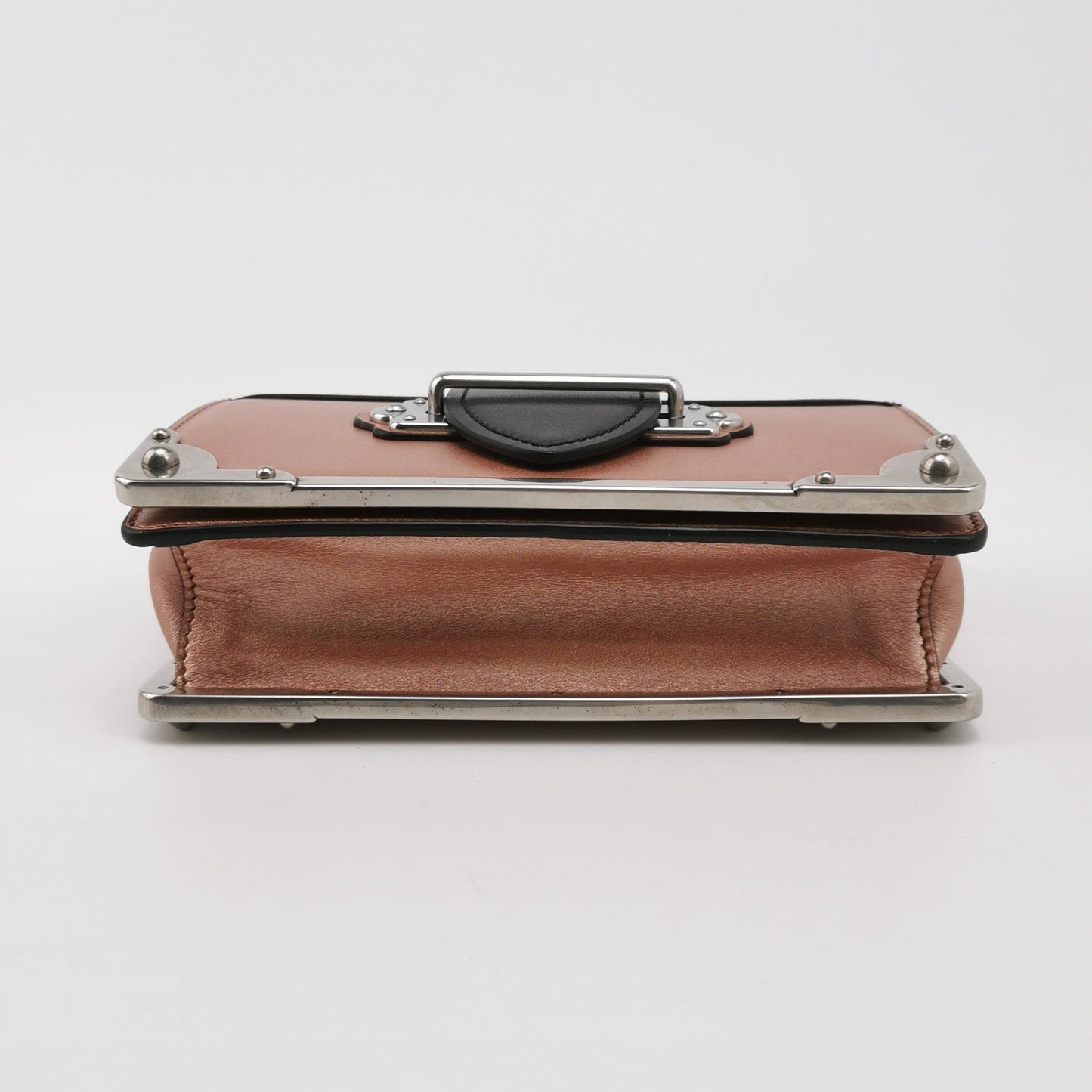 Prada - Cahier Small Box Bag - Saffiano leather and smooth leather - Metallic Rose Gold and Black - (small)