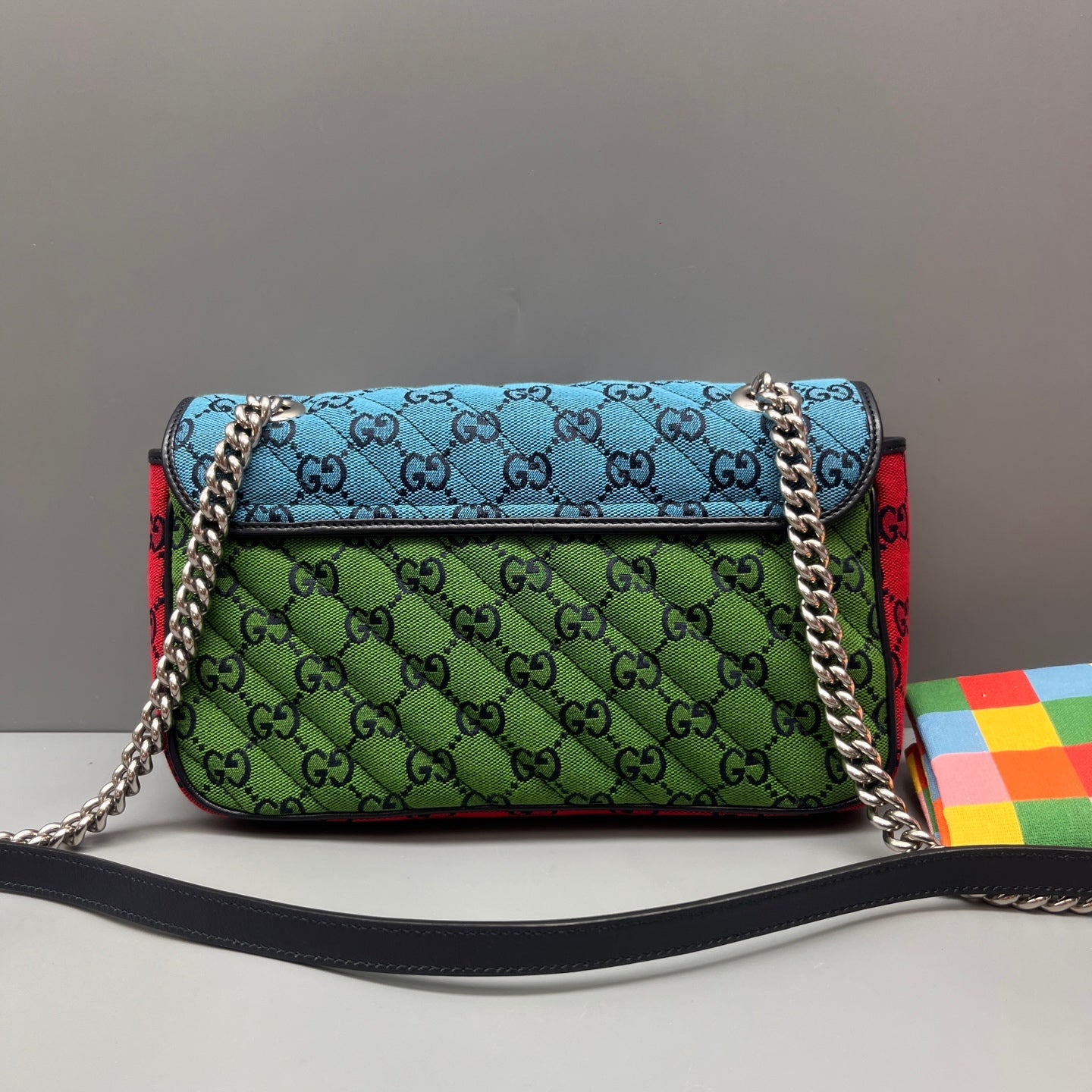 Gucci - GG Marmont Multicolour Quilted Canvas Chain Bag - Canvas with leather trim - Multicolour - (Medium)