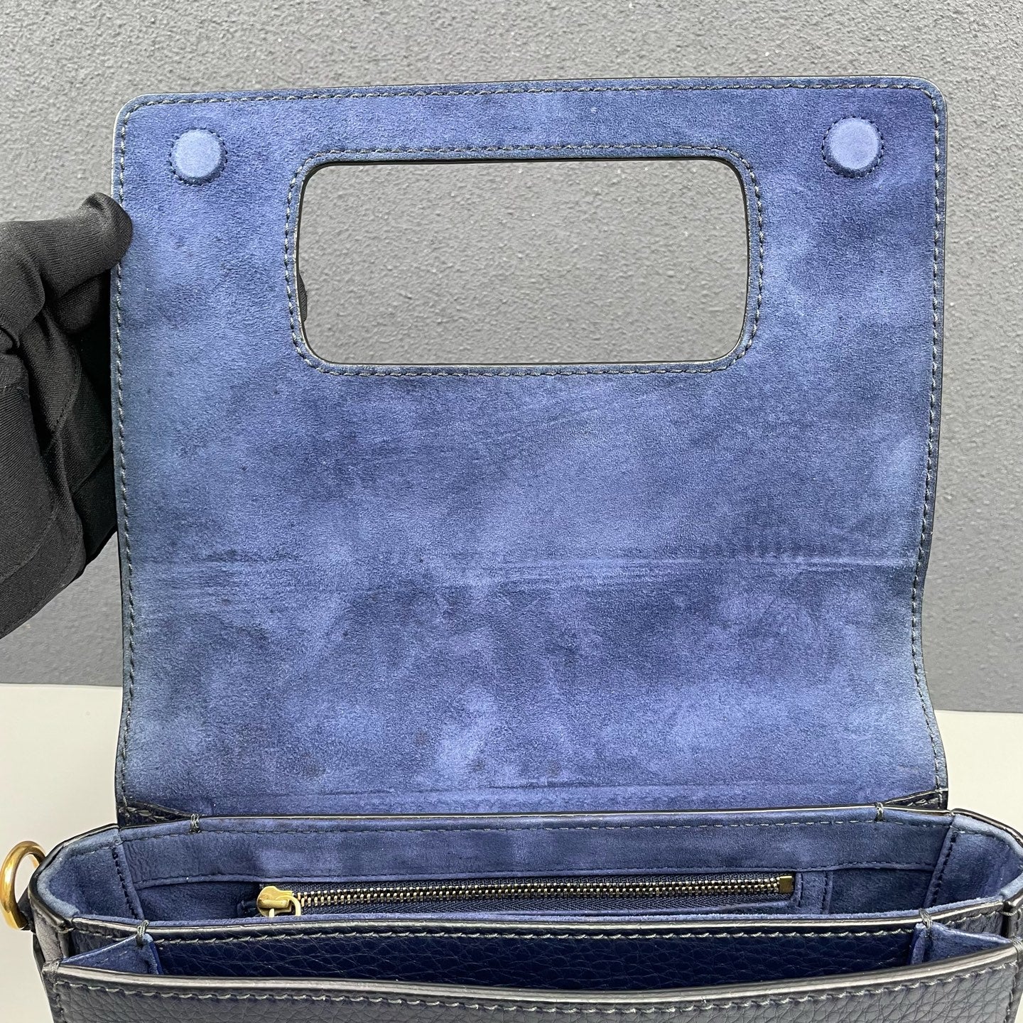 Dior - J'ADIOR - Grained leather exterior with suede interior lining - Navy with Gold-Tone Hardware - (Small)