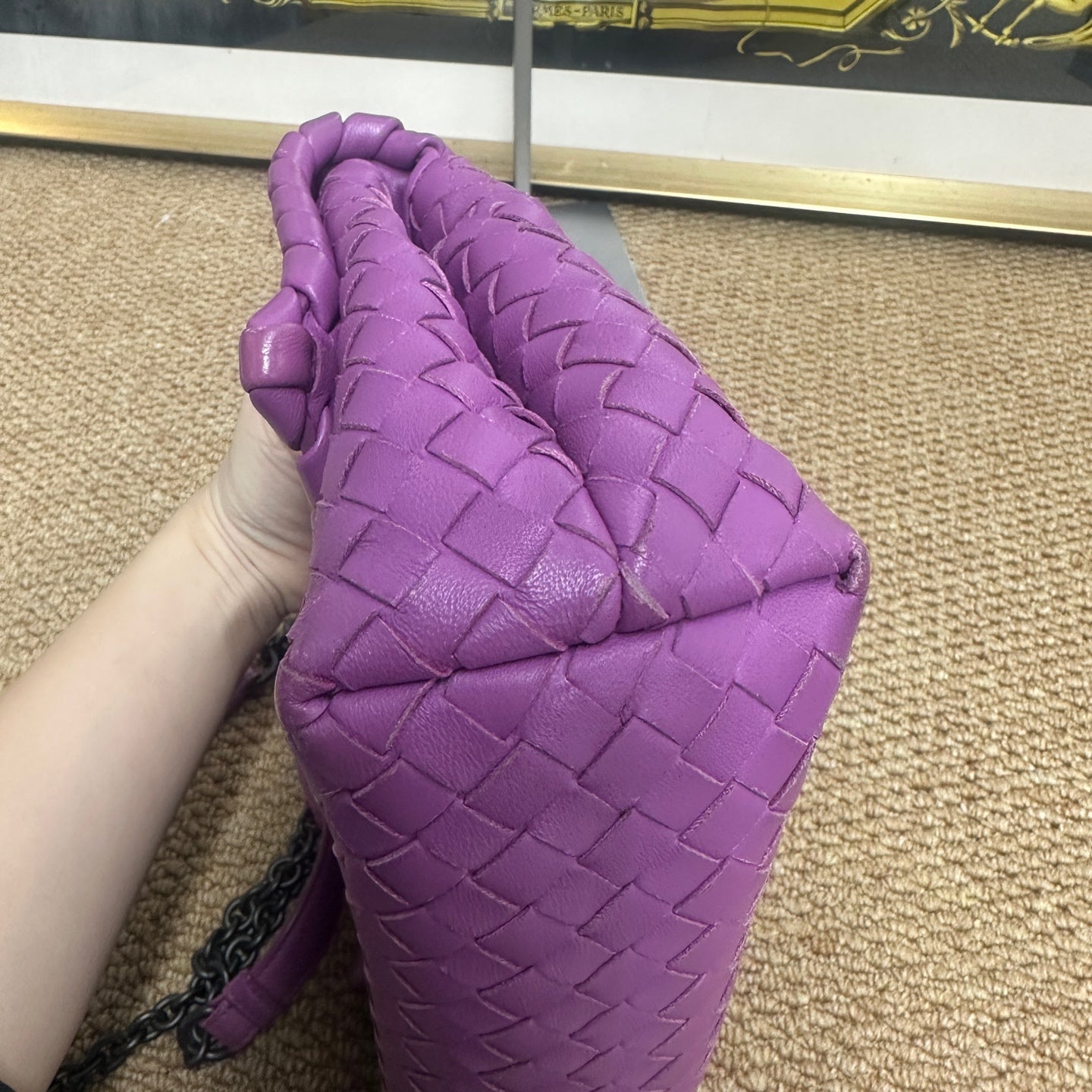 Bottega Veneta - Intrecciato Chain Flap Bag - Leather - Purple - (Medium)