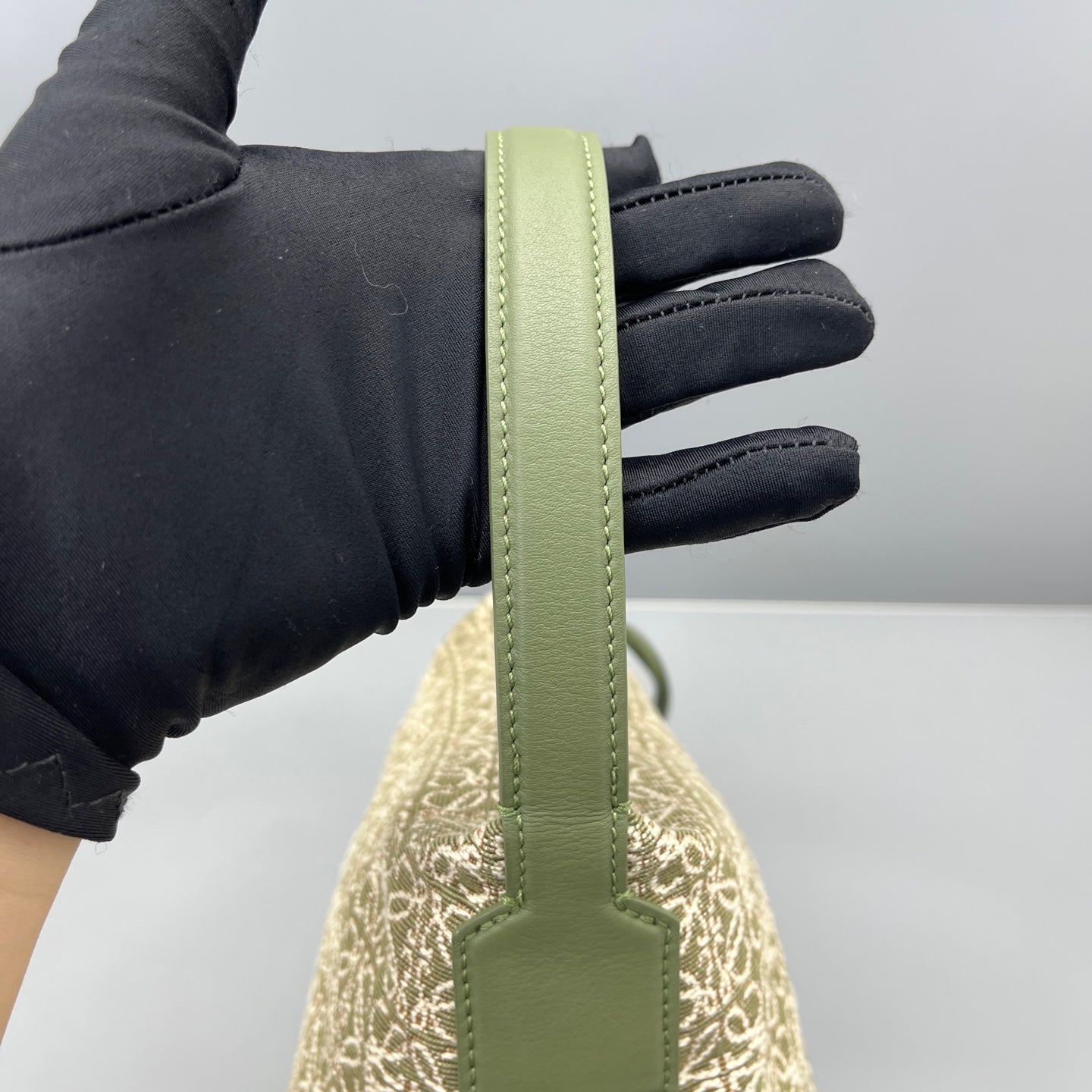 Loewe - Anagram Lunchbox Bag - Anagram jacquard canvas with leather trim - Green - (mini)