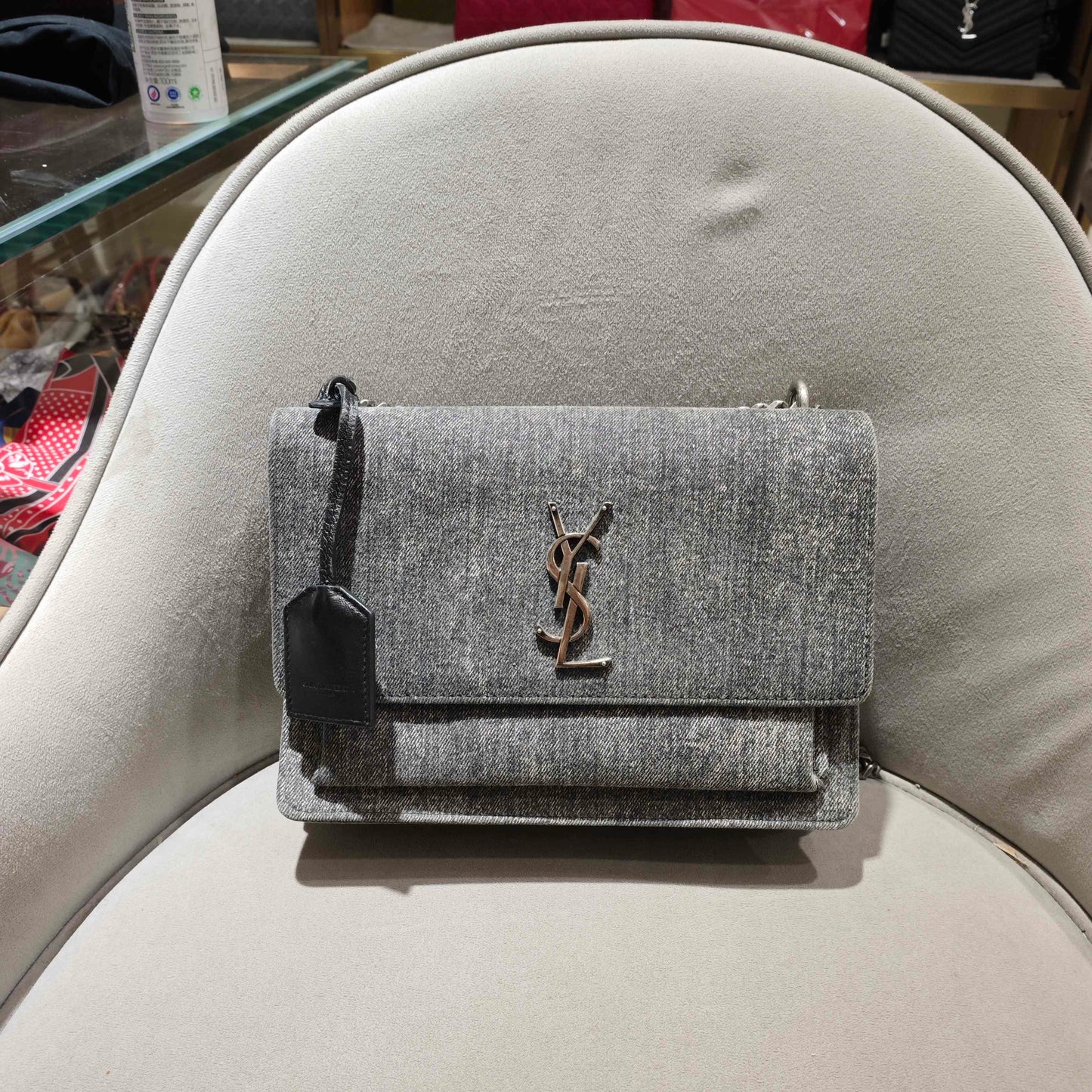 Saint Laurent - Sunset Bag - Denim - Jeans - Grey - (small)