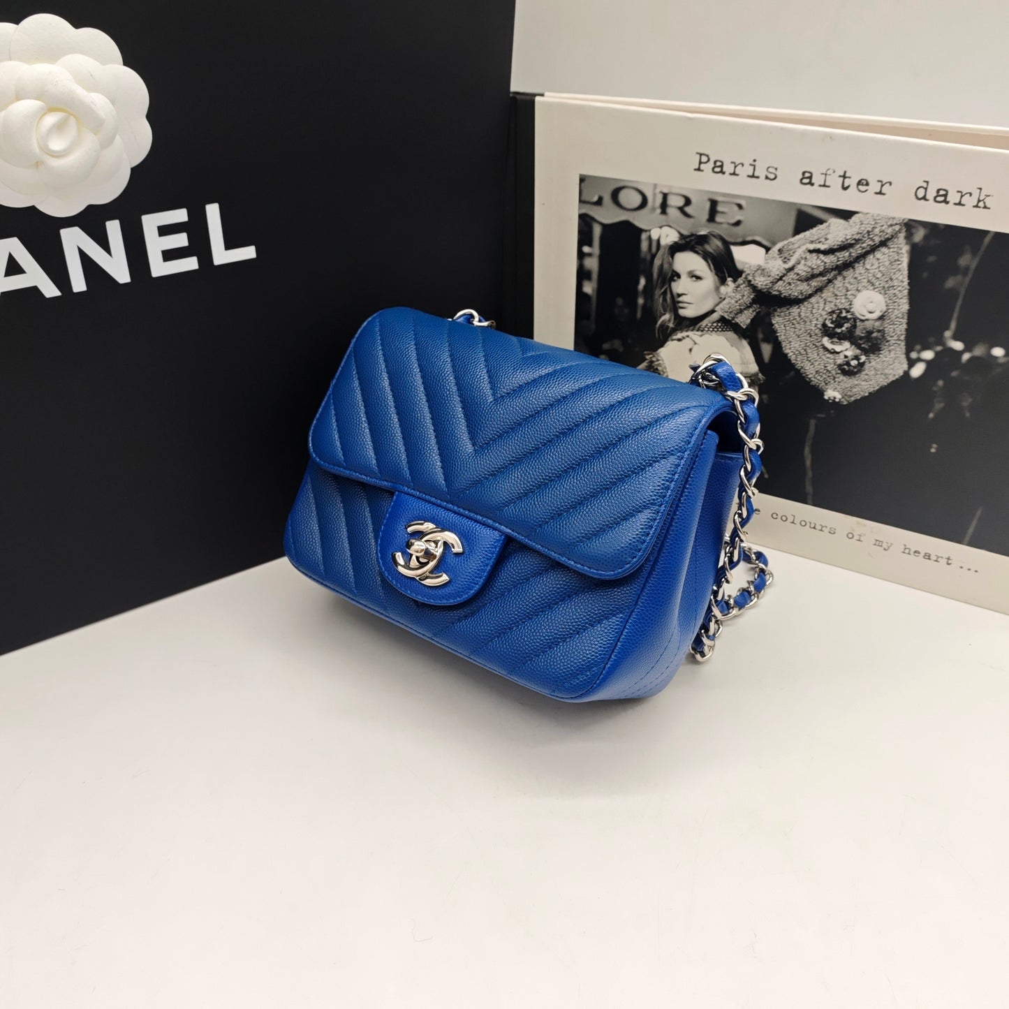 Chanel - Square Mini Flap Bag - Caviar leather - Blue - (mini)