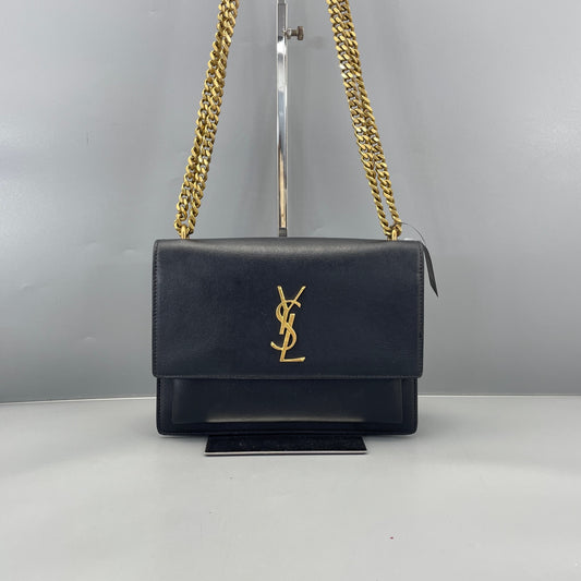 Saint Laurent - Sunset - Saffiano leather - Black with Gold-Tone Hardware - (medium)