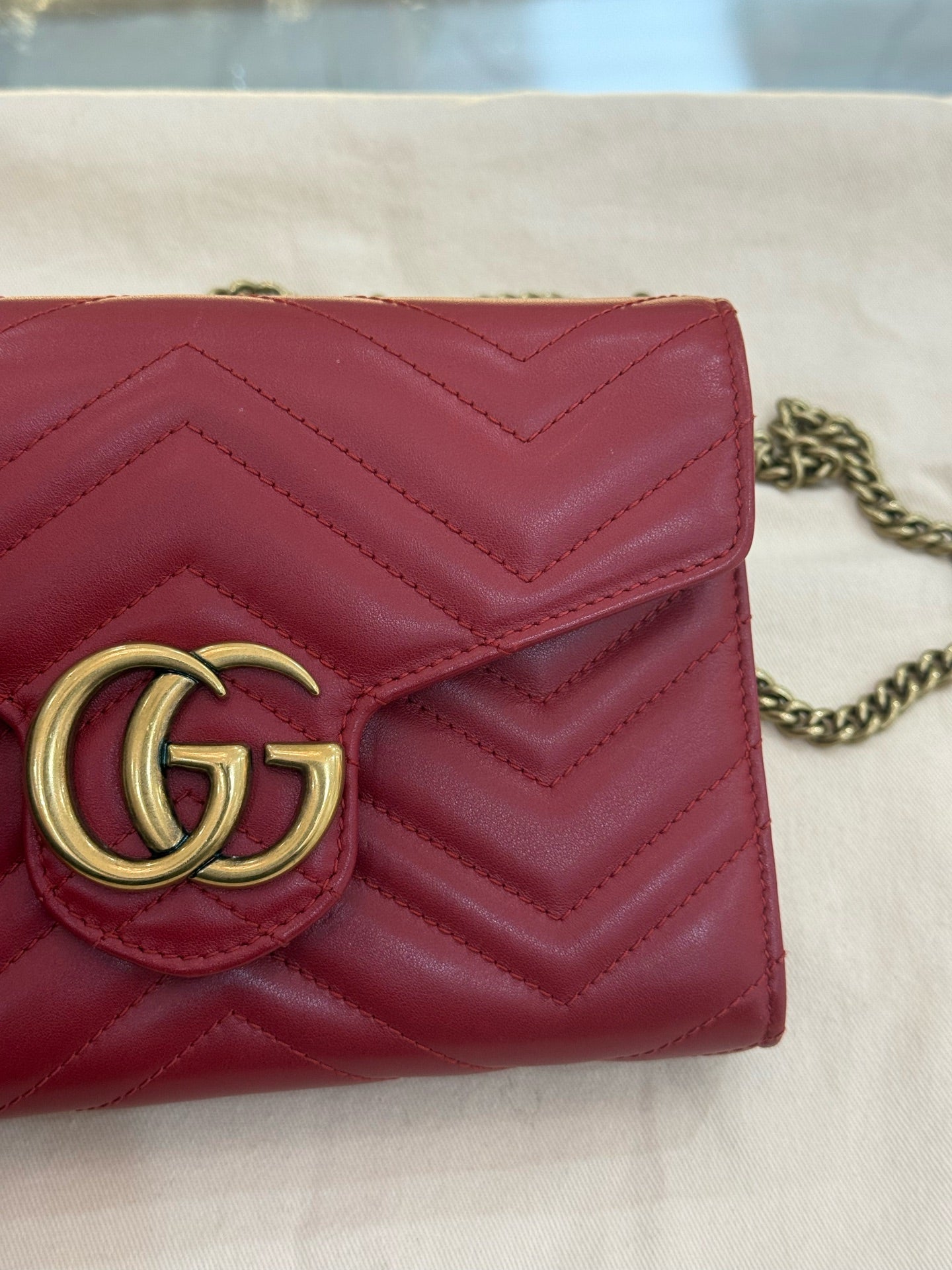 Gucci - Marmont WOC (Wallet on Chain) - Leather - Red - (mini)