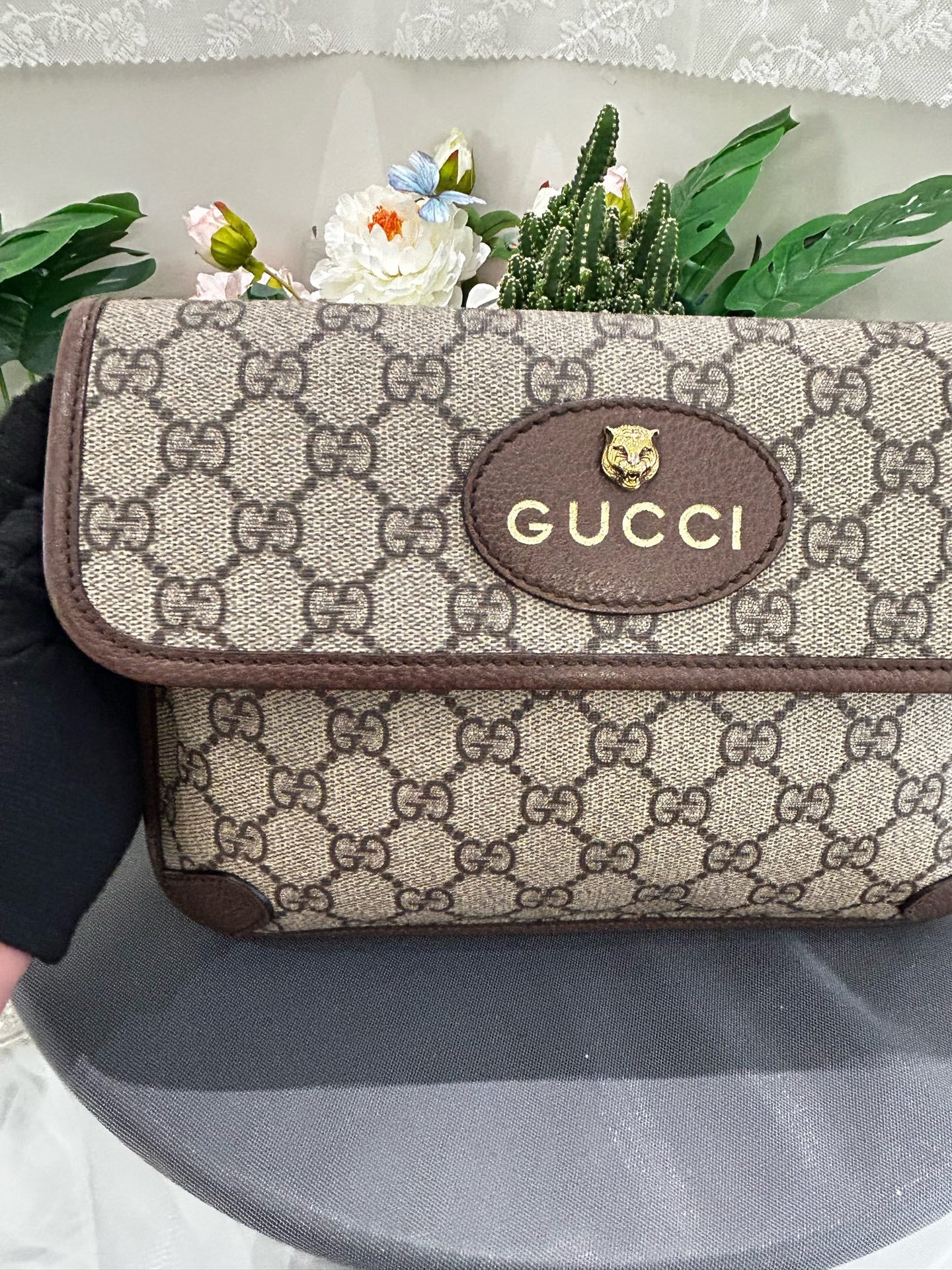 Gucci - Tiger Head Belt Bag - GG Supreme canvas with leather trim - Brown - (medium)