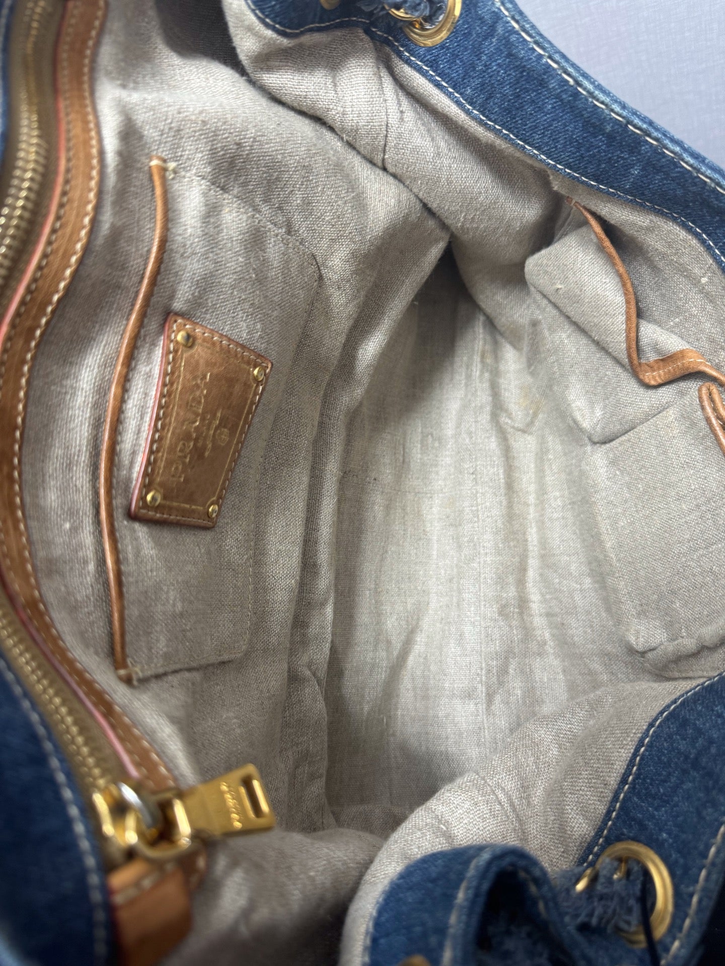 Prada - Wanderer Shoulder Bag - Denim - Blue - (medium)