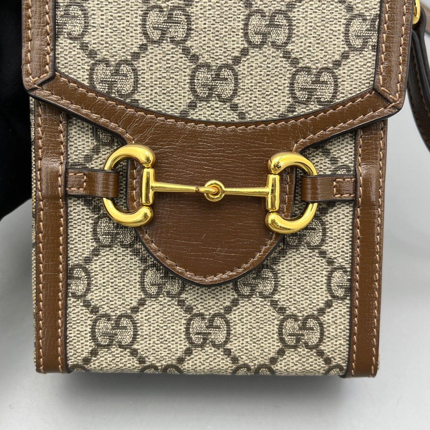 Gucci - Horsebit 1955 Phone Holder - GG Supreme canvas with leather trim - Brown - (mini)
