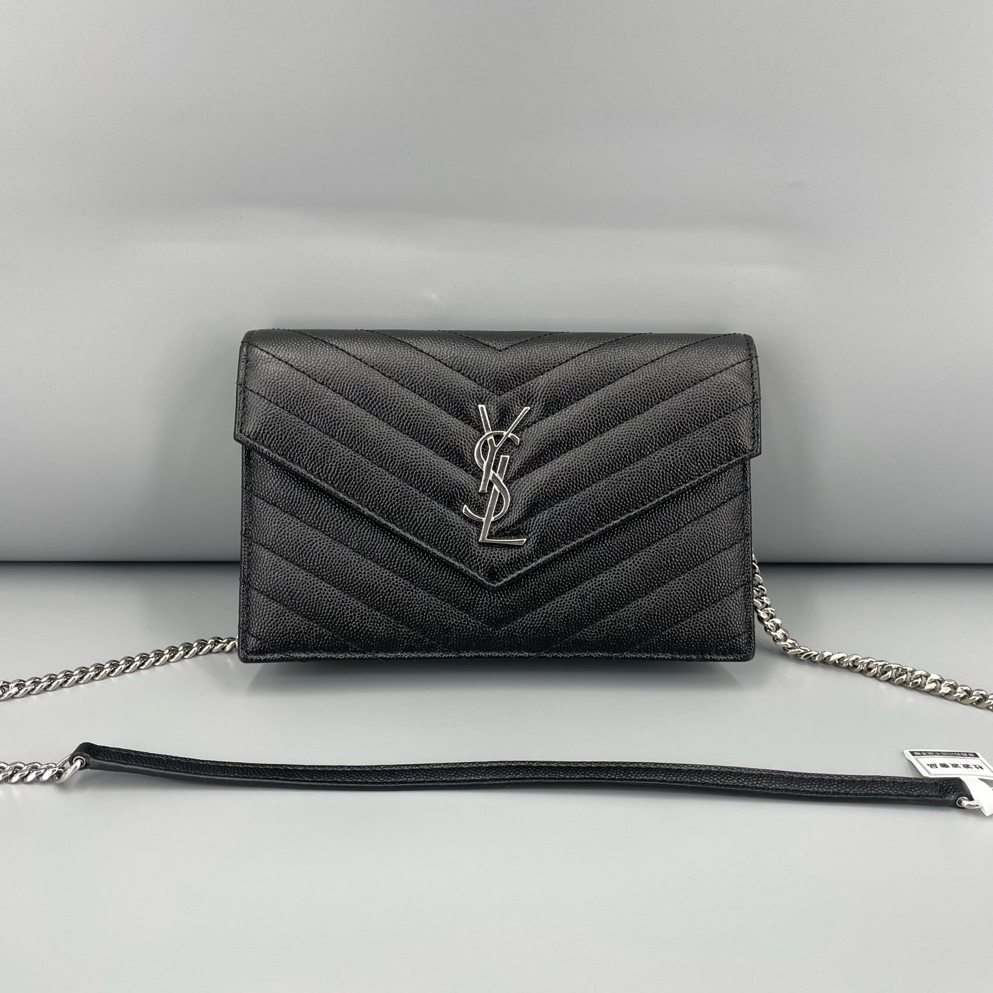 Saint Laurent - Envelope Chain Wallet Small - Grained leather - Black - (mini)