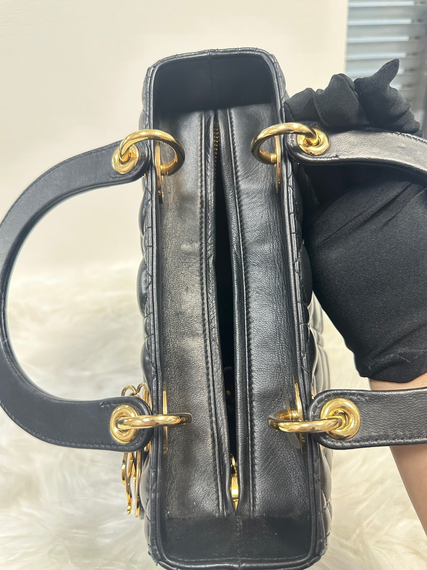 Dior - Lady Dior - Lambskin leather - Black - (medium)