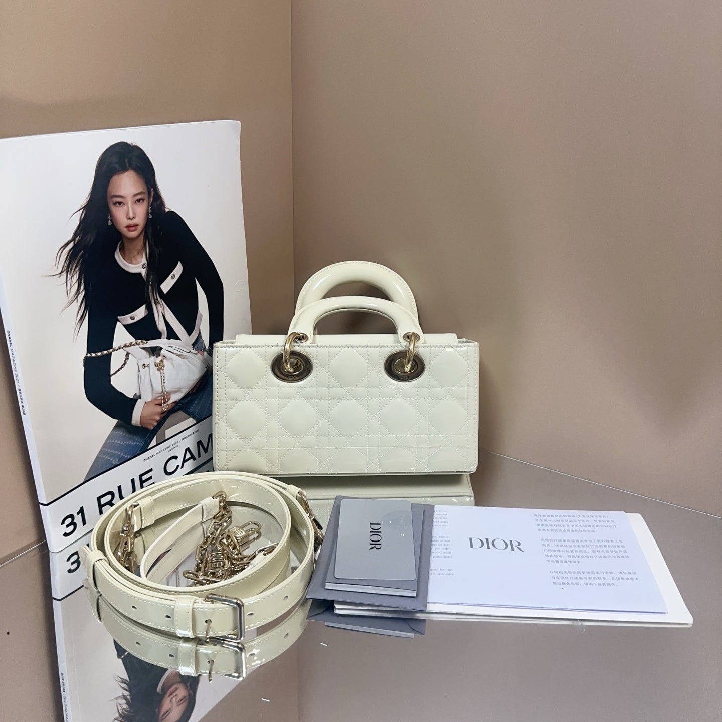 Dior - Lady D-Joy - Patent leather - White - (Small)