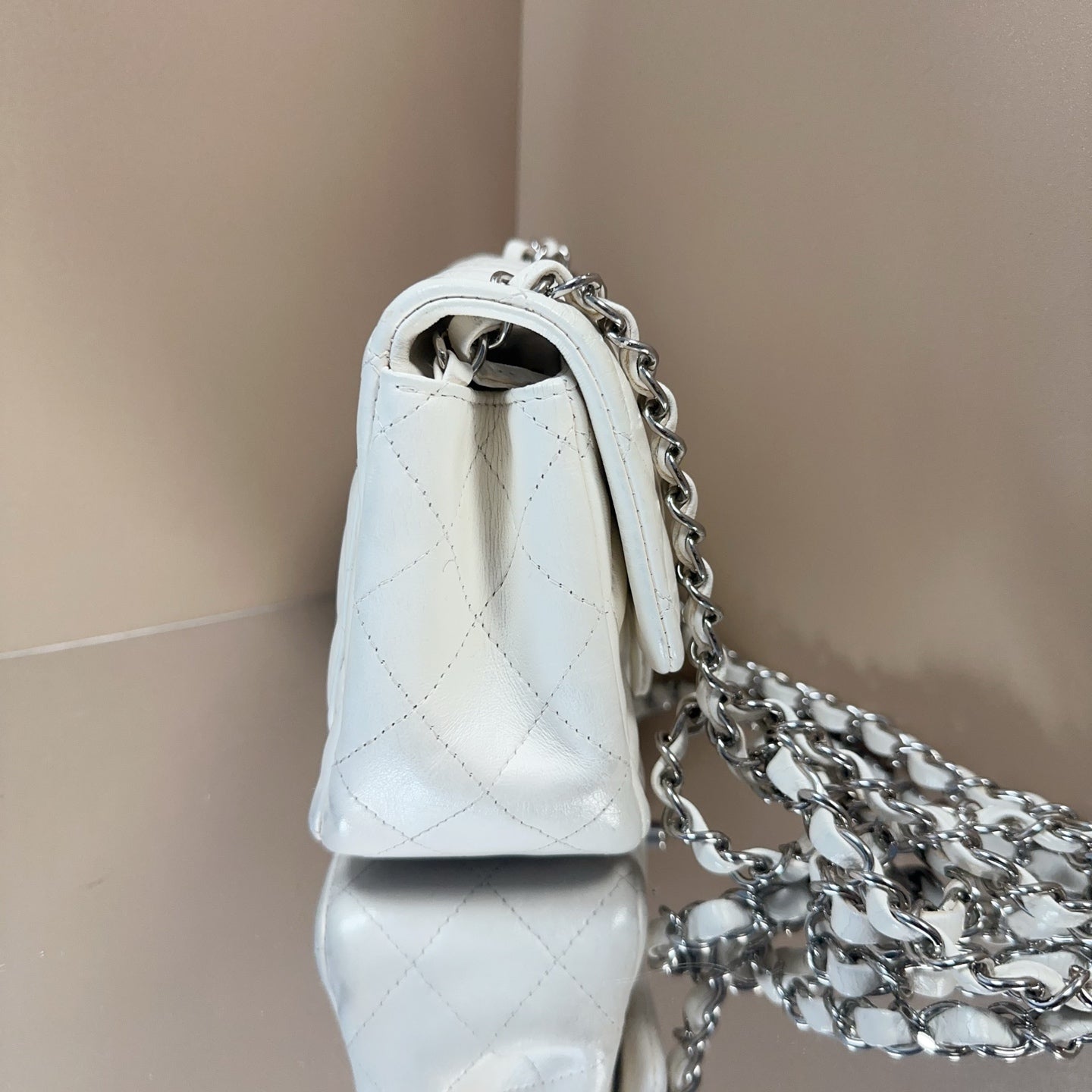 Chanel - Classic Flap Mini Square - Lambskin leather - White - (mini)