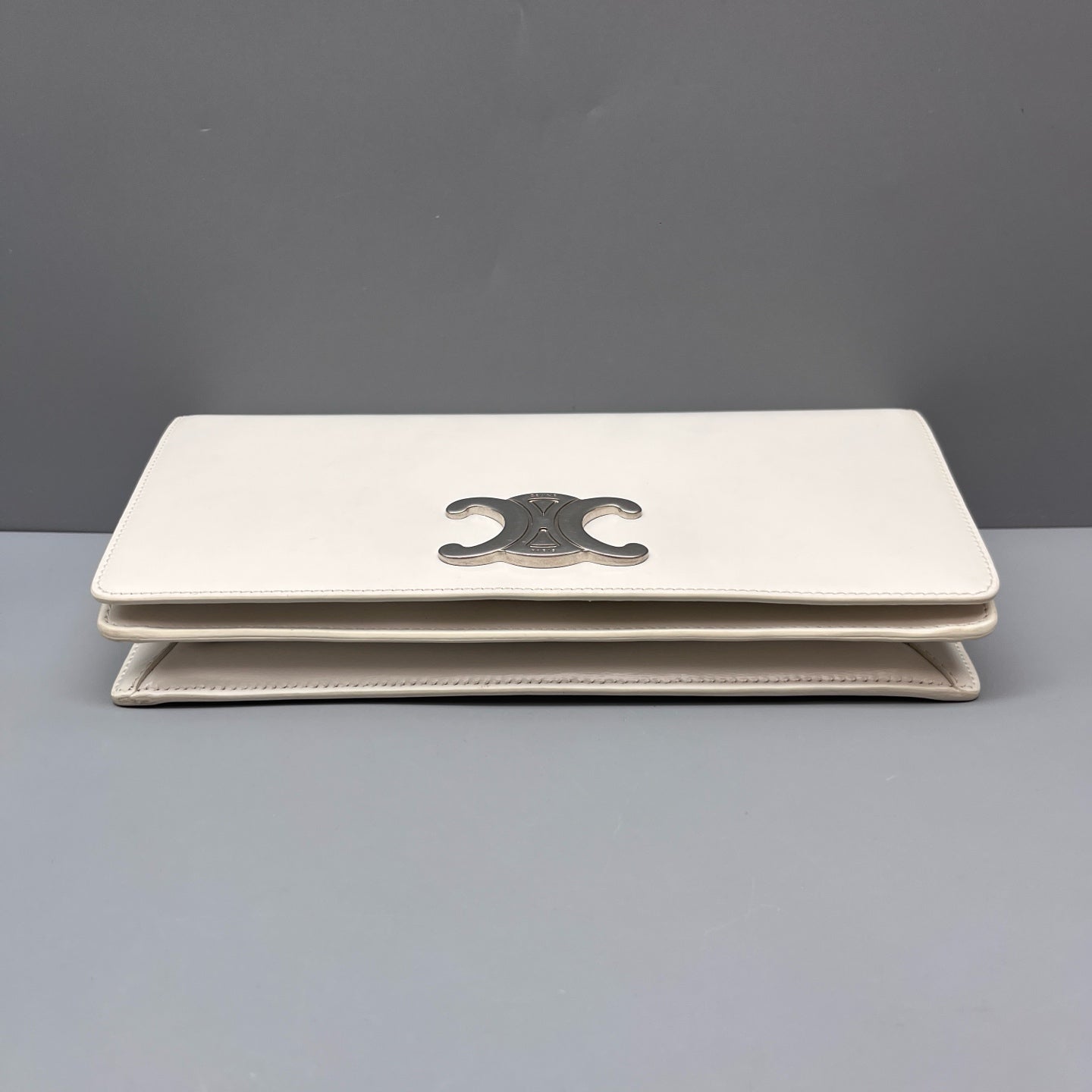 Celine - Triomphe Accordion Flap Bag - Leather - White - (Small)