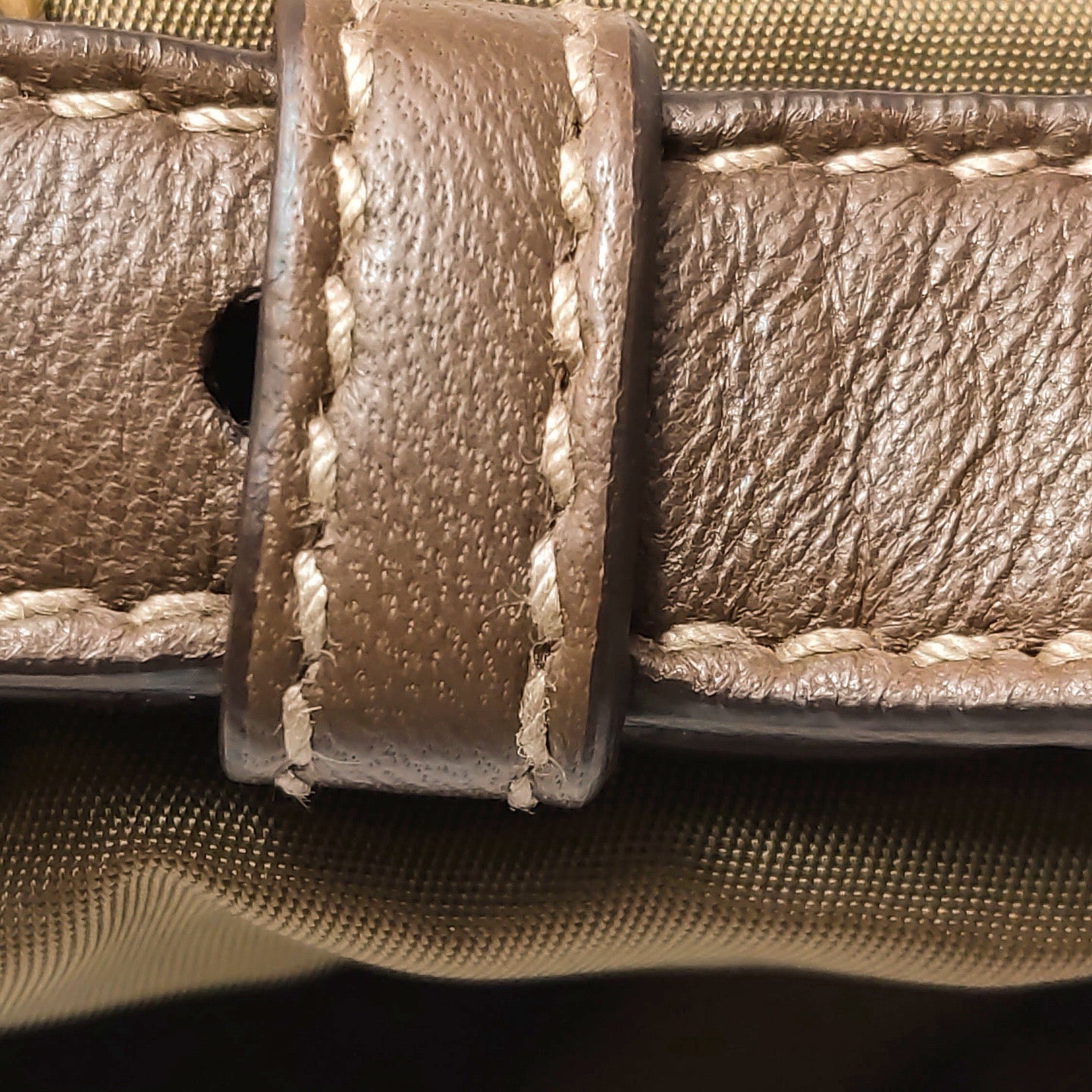Prada - Nylon Top Handle Bag - Nylon and Leather - Olive Green with Brown Accents - (Medium)