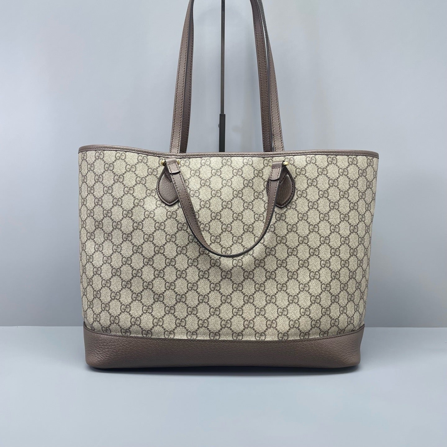 Gucci - GG Supreme Canvas Large Tote Bag - Canvas with Leather trim - Beige and Brown - (large)