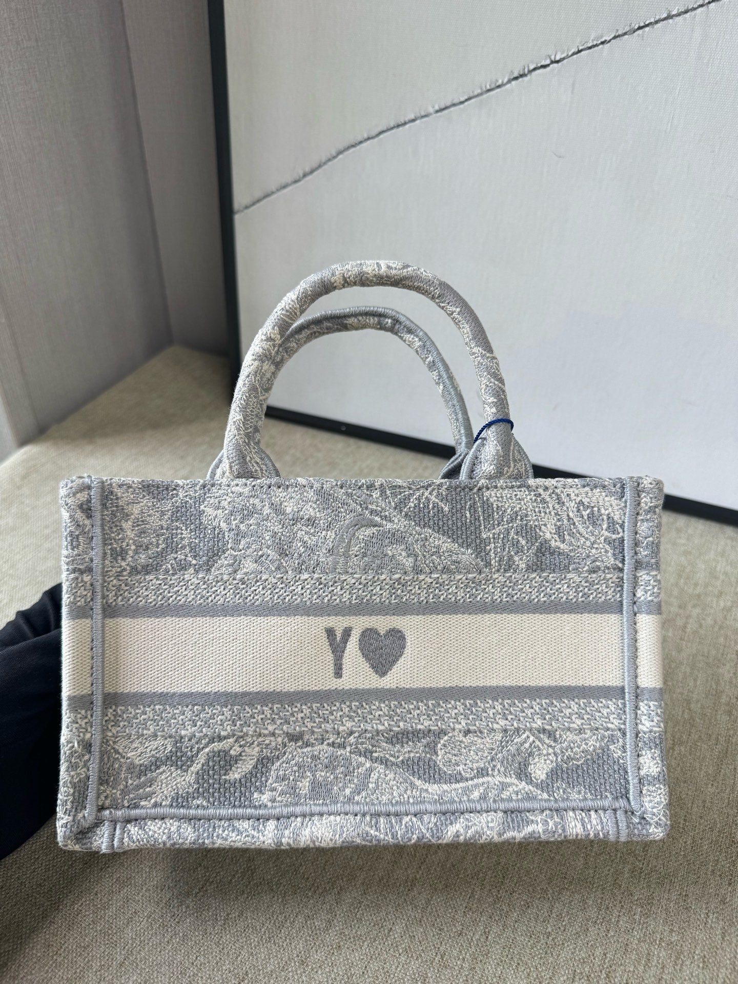 Dior - Book Tote Mini - Embroidered canvas - Grey - (mini)