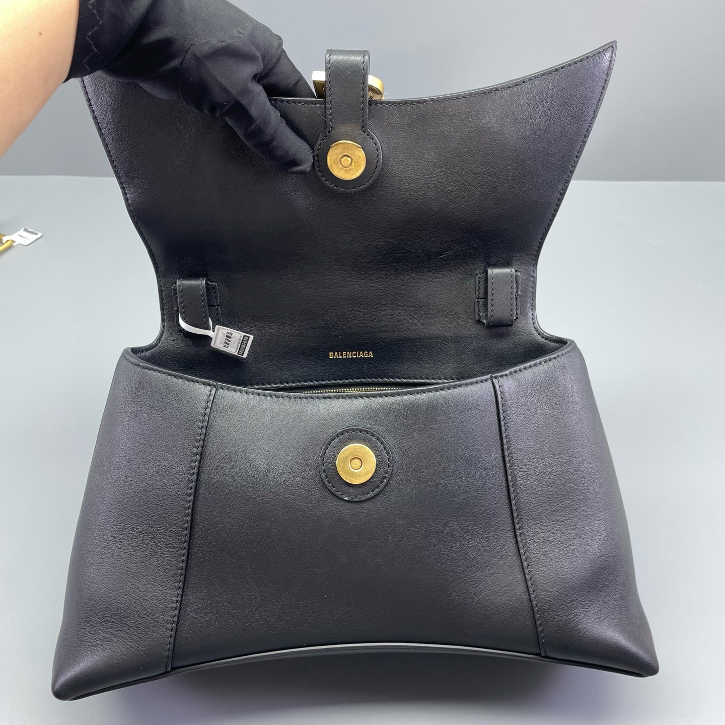 Balenciaga - Hourglass Bag - Smooth calfskin leather - Black - (Medium)