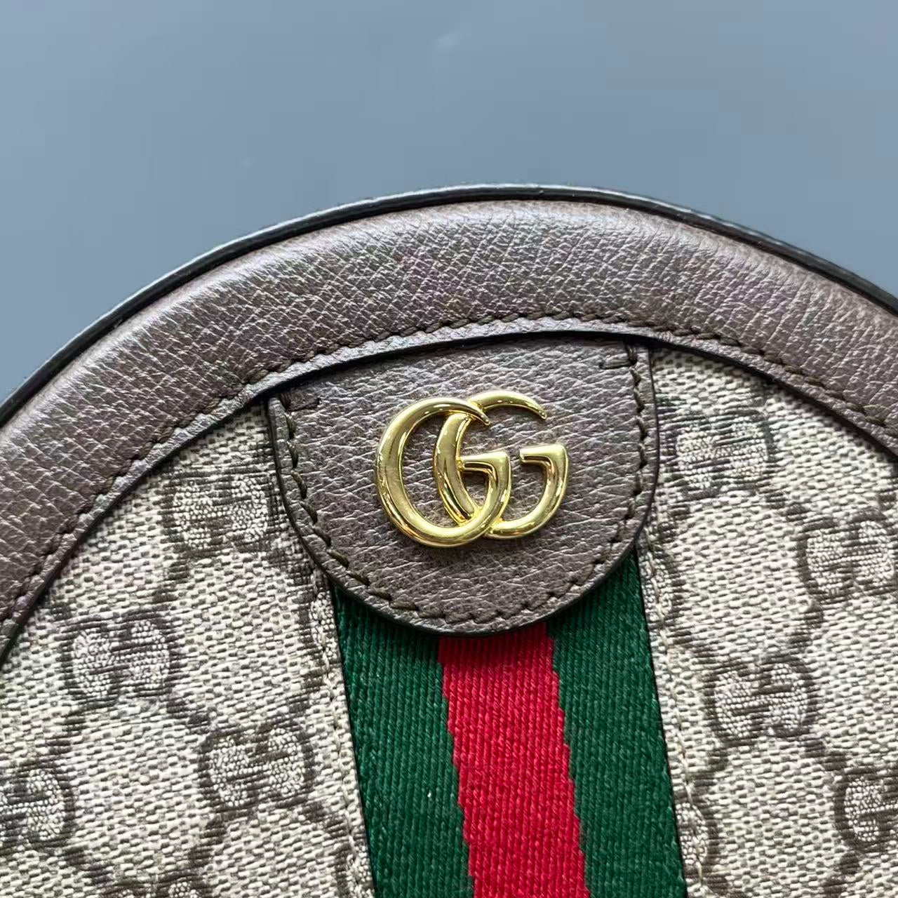 Gucci - Ophidia Round Mini Bag - Coated canvas and Leather - Brown - (mini)