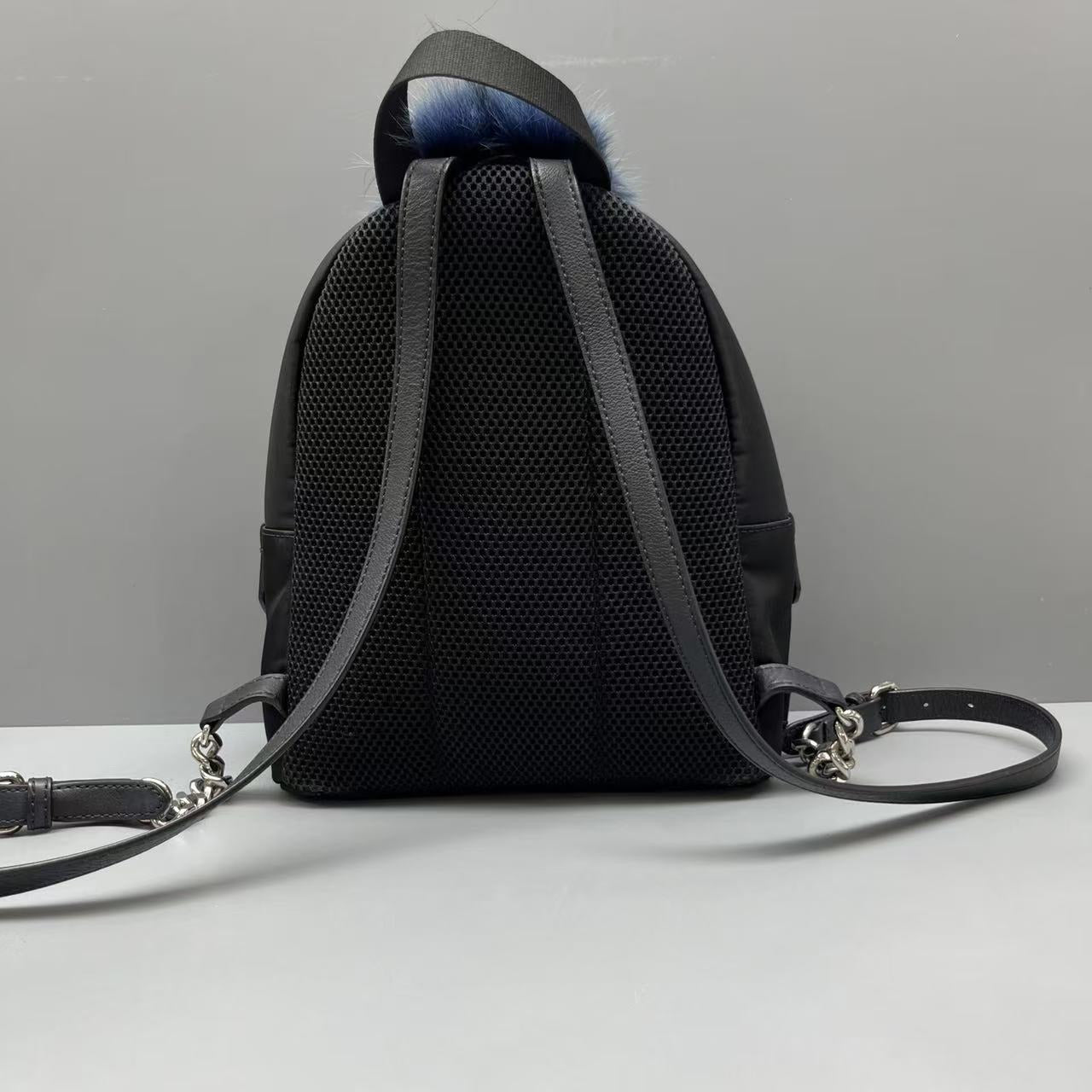 Fendi - Bag Bugs Monster Small Backpack - Polyamide with Leather and Fur trim - Black - (Small)