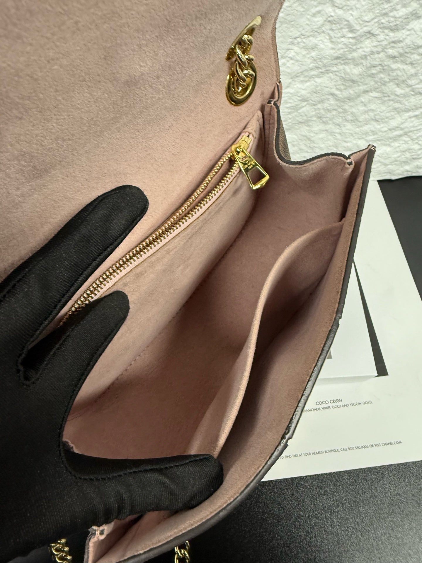 Louis Vuitton - Damier Ebene Pink Saddle Chain Bag - Coated canvas with grained leather trim - Brown and Pink with Gold-Tone Hardware - (Mini)