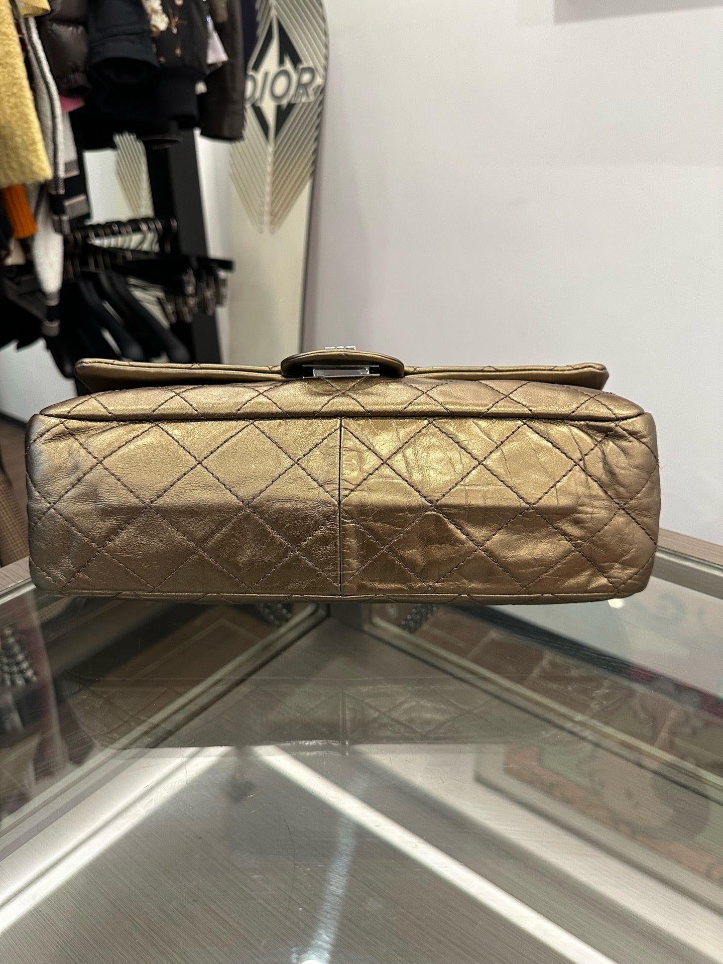 Chanel - 2.55 Reissue Flap Bag - Aged Calfskin Leather - Bronze with Silver-Tone Hardware - (Large)