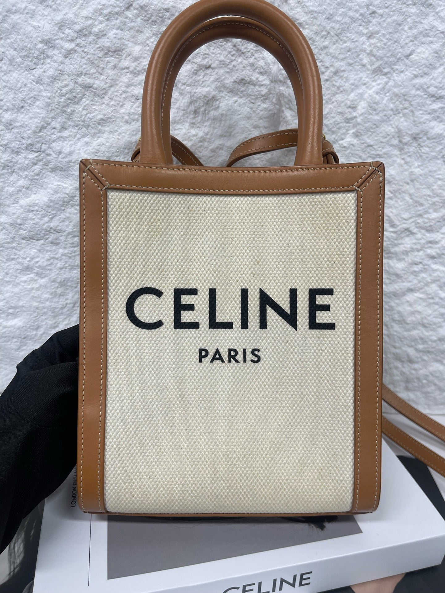 Celine - Mini Vertical Cabas - Canvas and calfskin leather - Beige and Brown - (mini)