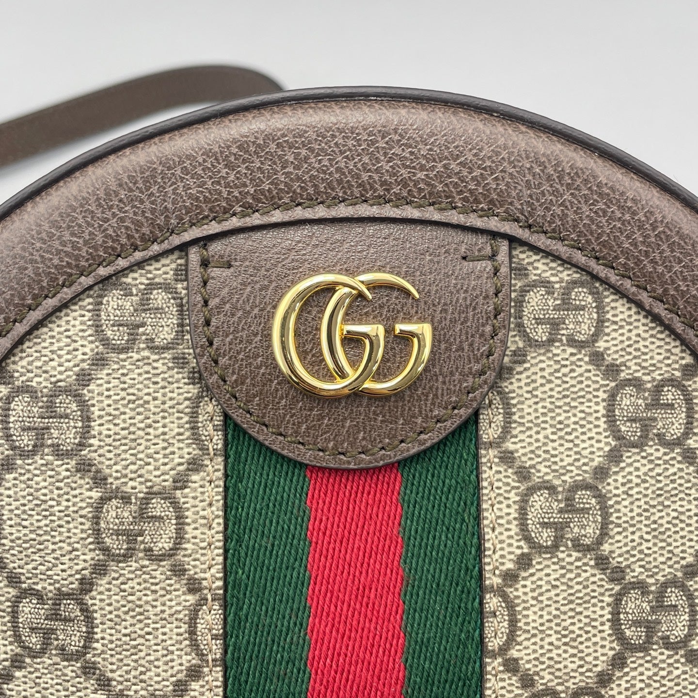 Gucci - Ophidia Round Mini Bag - GG Supreme canvas with leather trim - Brown - (mini)