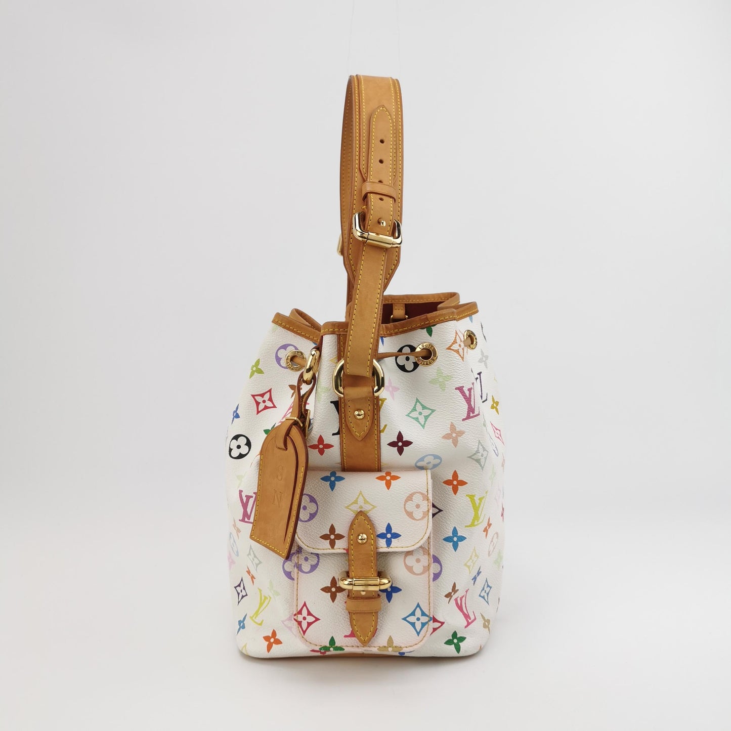 Louis Vuitton - Petit Noé Monogram Multicolore M42229 - Monogram Multicolore Canvas and Vachetta Leather - White with multicolour monogram - (medium)