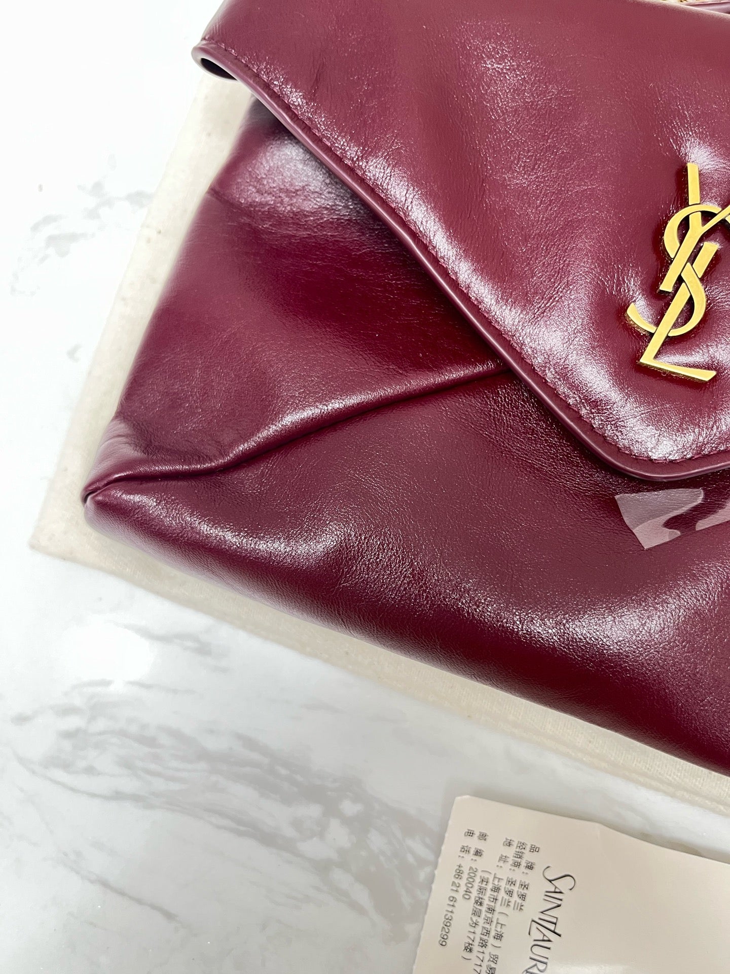 Saint Laurent - Envelope Chain Wallet - Leather - Burgundy - (mini)