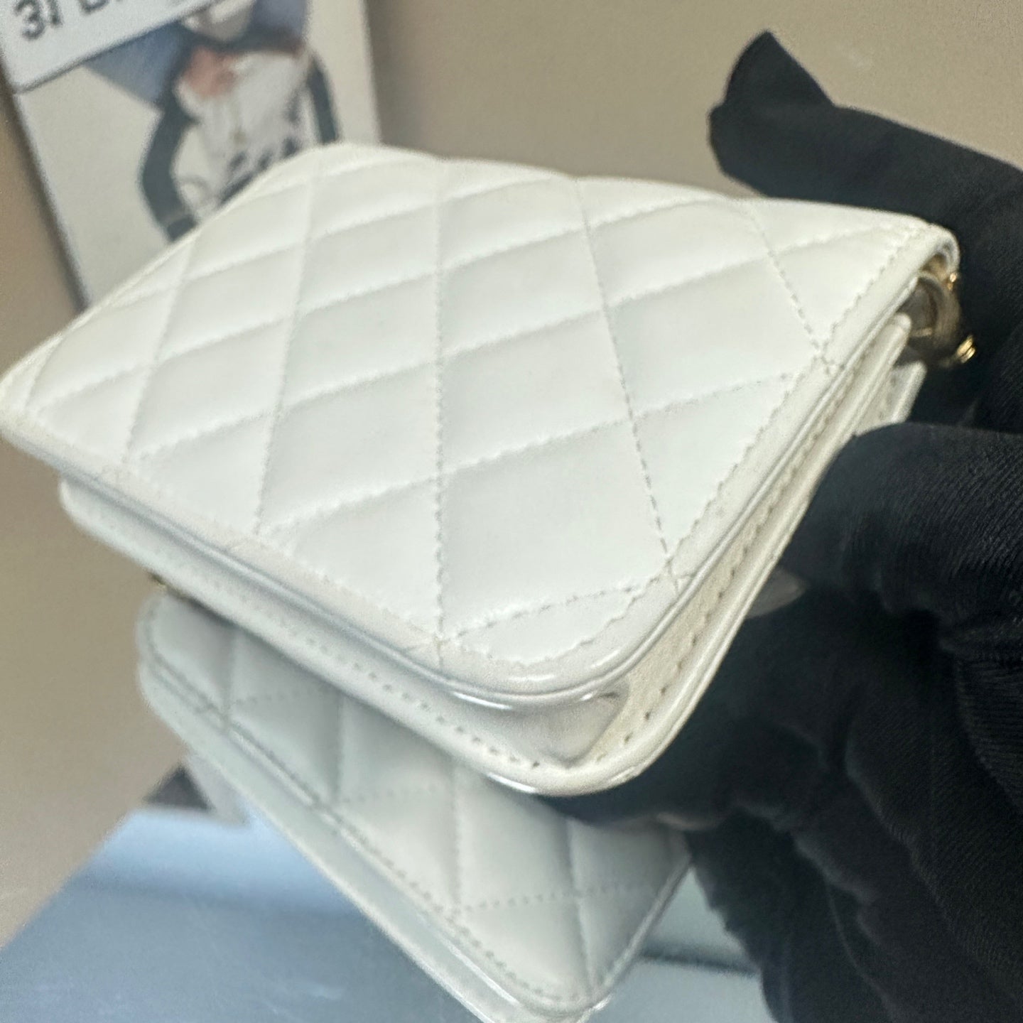 Chanel - Mini Flap Bag with Gold Ball Charm - Lambskin leather - White - (mini)