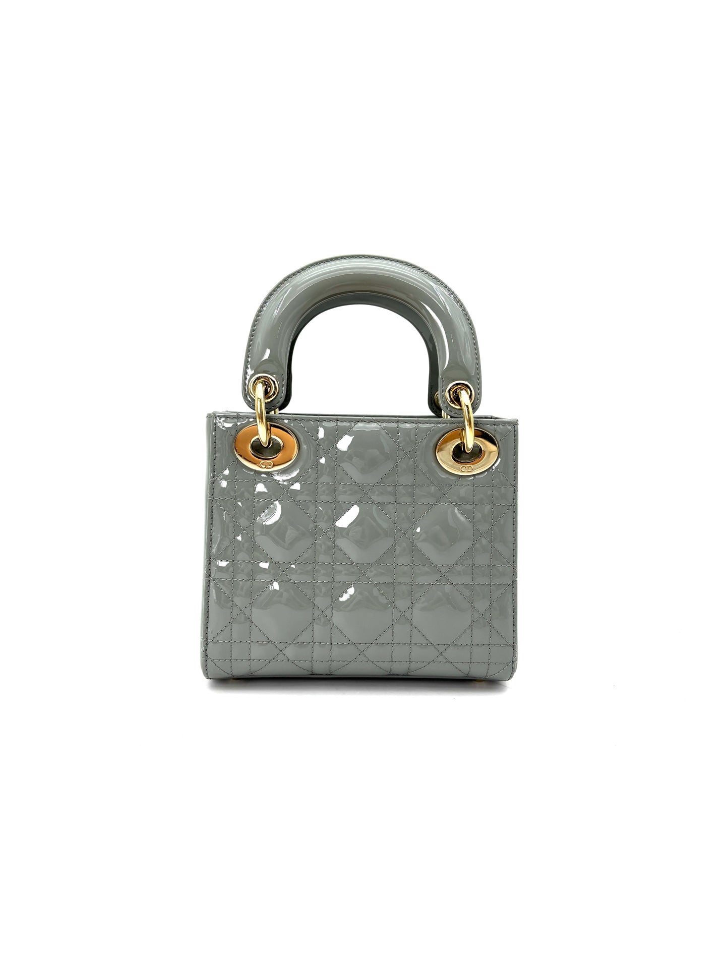Dior - Lady Dior Mini (Cannage) - Patent cowhide leather - Grey - (mini)