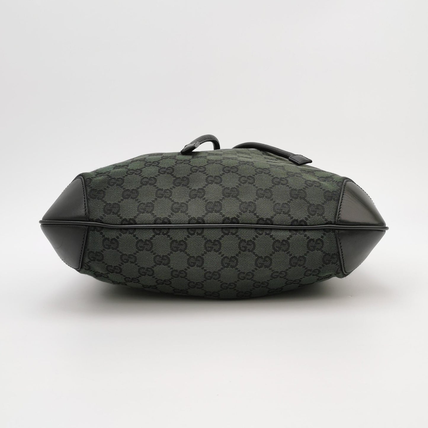 Gucci - GG Monogram Canvas Drawstring Bucket Bag - Canvas with leather trim - Dark Green with Black Trim - (Medium)