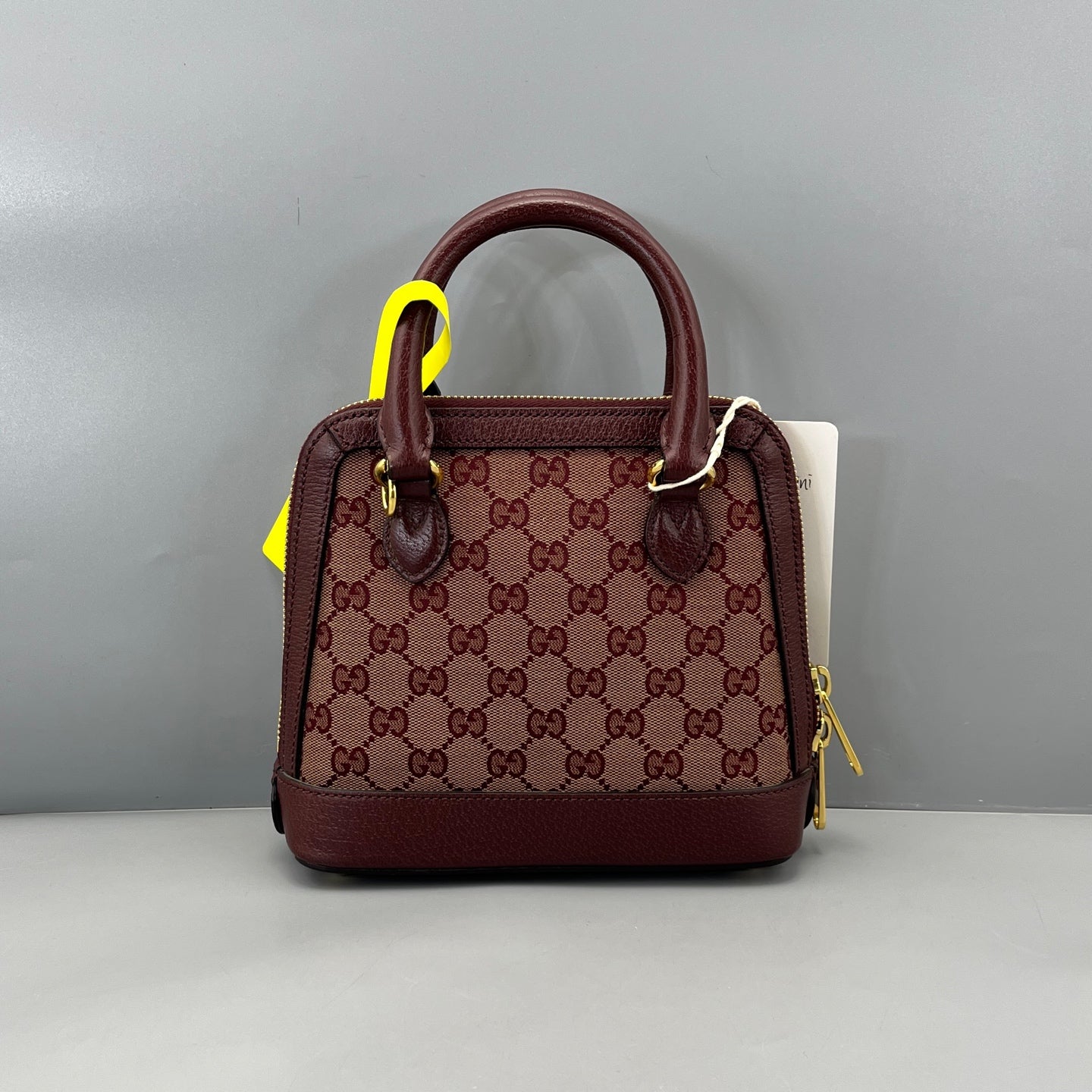 Gucci - 1955 Horsebit Mini Top Handle Bag - GG Supreme canvas with leather trim - Burgundy - (mini)