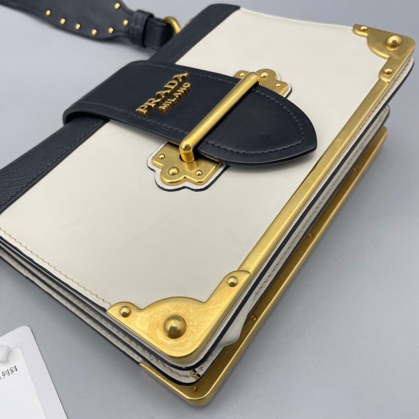 Prada - Cahier - Smooth leather with Saffiano leather accents - White with Black accents - (Small)